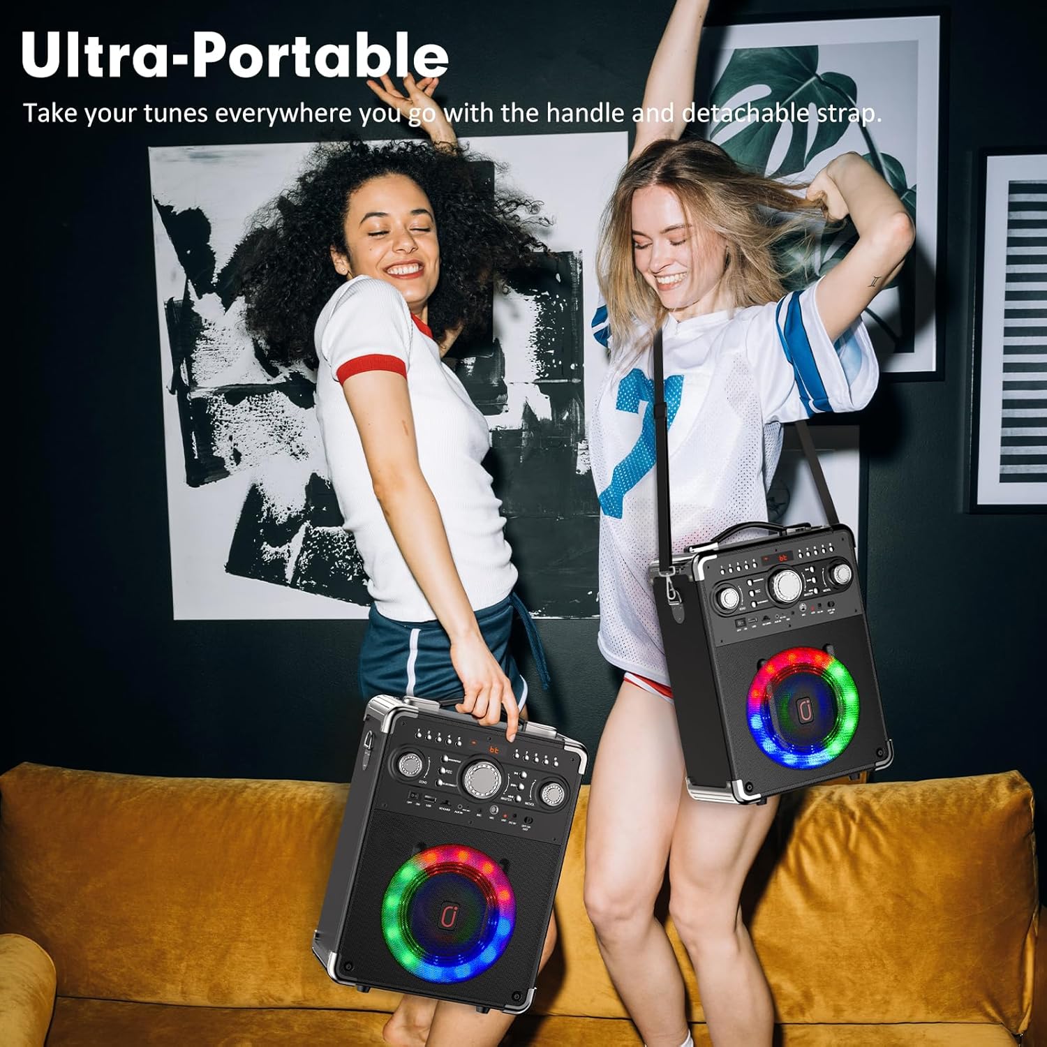 Máquina de karaoke S8-T con 3 micrófonos inalámbricos, máquina de karaoke portátil para fiesta, TWS Wirelss Kareokee PA System Party Speaker con