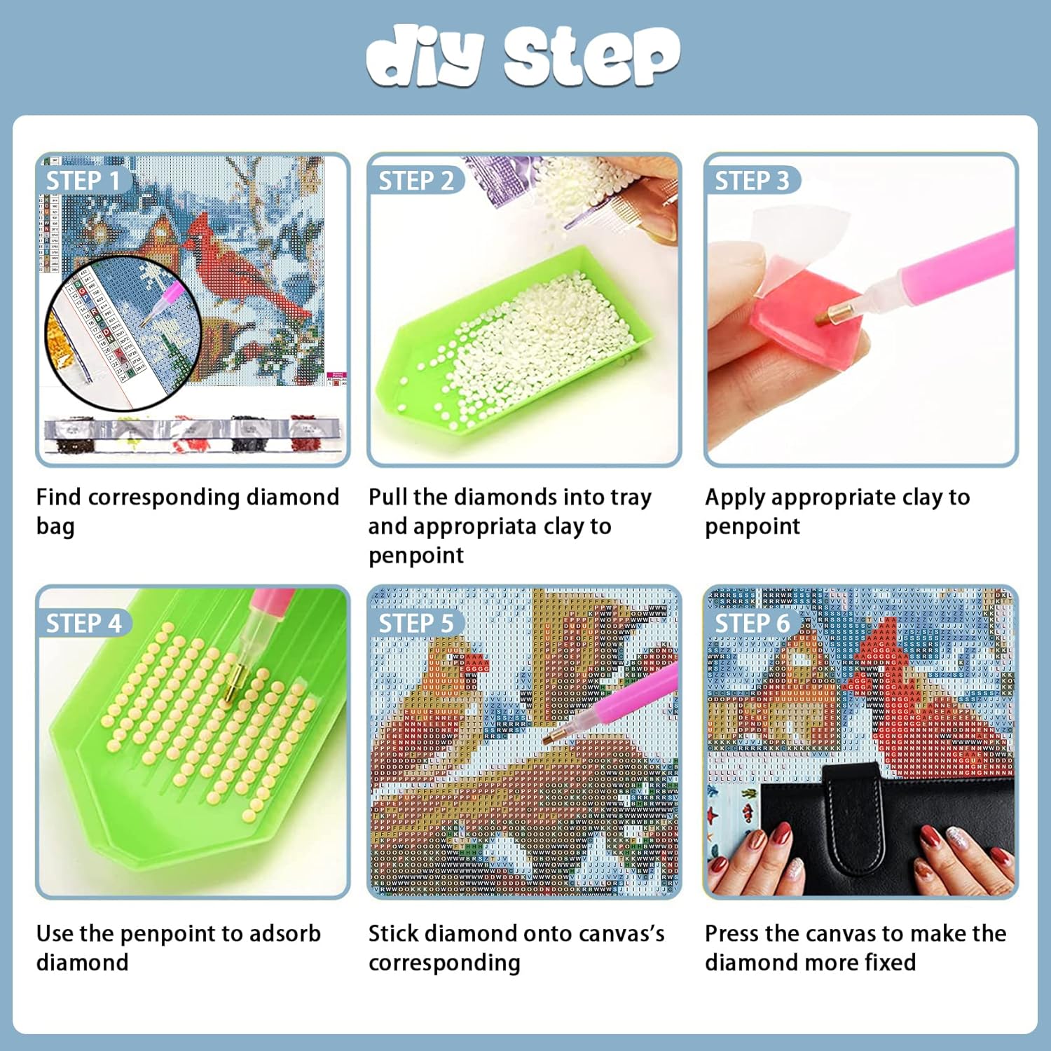 JAKI Kit de pintura de diamantes de Navidad, paquete de 4 unidades, arte de diamantes de Navidad para adultos, principiantes y niños, pintura de