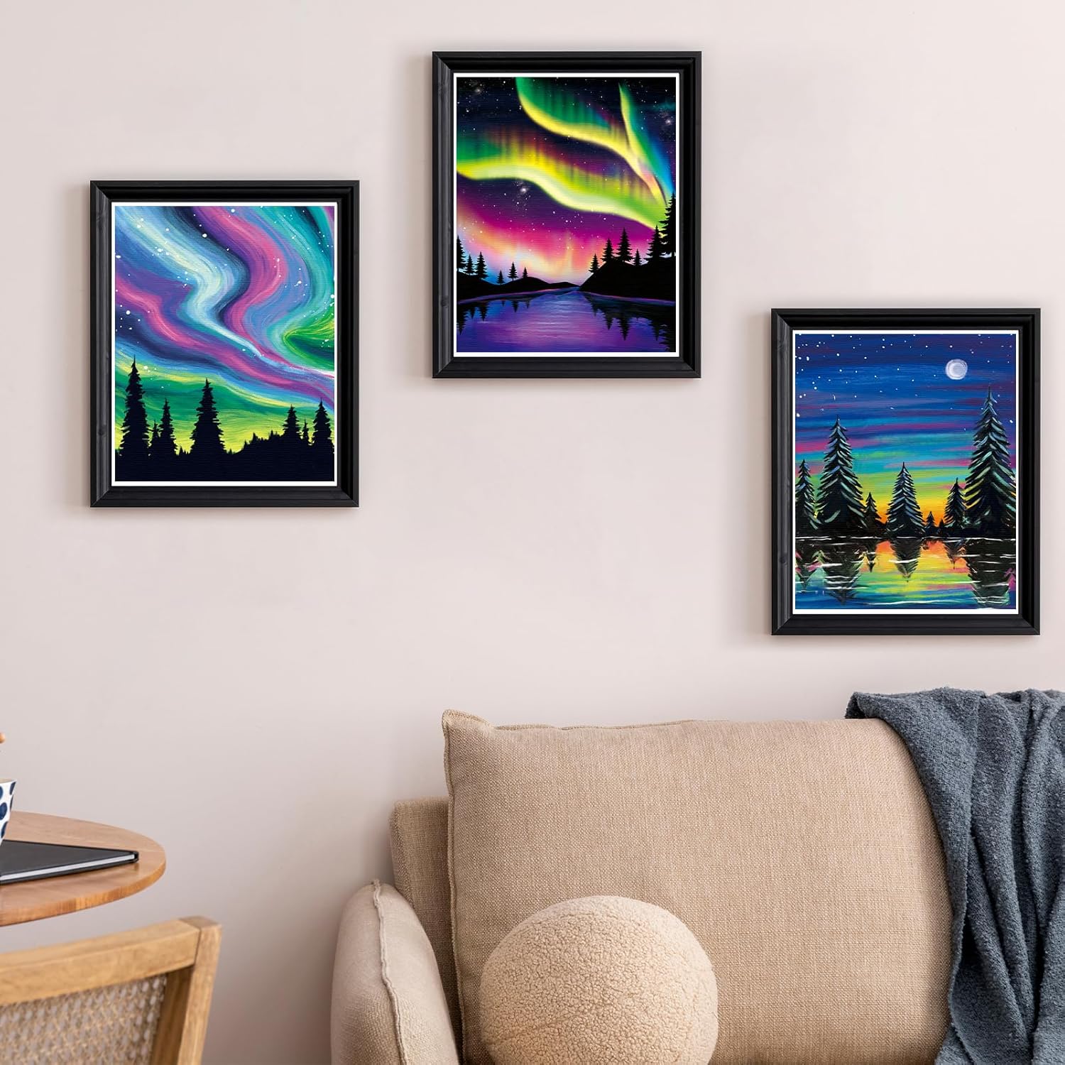 Paquete de 4 lienzos de 8 x 10 pulgadas, lienzos estirados predibujados para pintar para adultos y niños, juego de pintura para fiestas, contorno