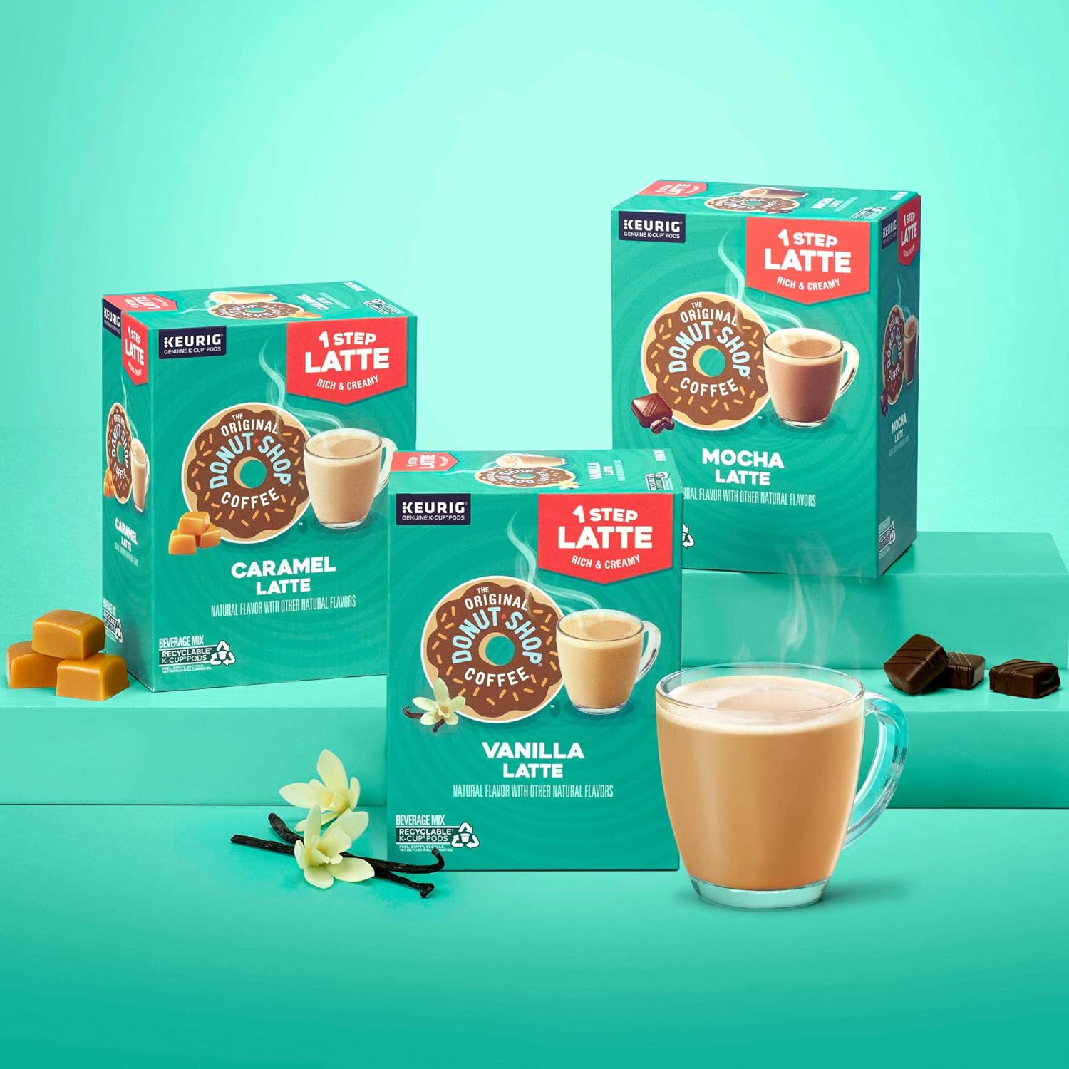 The Original Donut Shop – Cápsulas de Mocha Latte para Single Serve Coffee K-Cup, café saborizado, 60 unidades