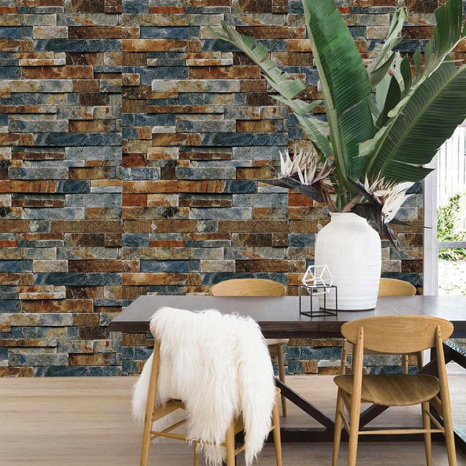 Papel tapiz de ladrillo para despegar y pegar, papel de pared extraíble retro para muebles antiguos, cubierta de papel de contacto, papel tapiz
