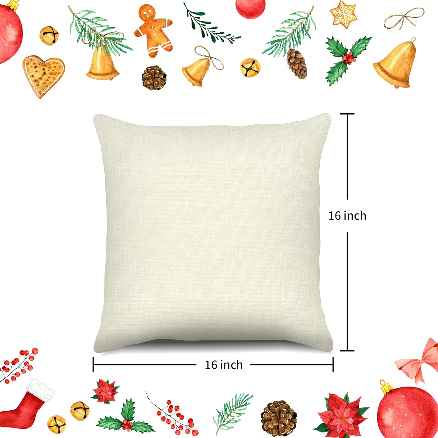 LITIVY Juego de 4 fundas de almohada de Navidad de 16 x 16 pulgadas, fundas decorativas para Navidad, fundas de almohada de invierno para sofá,