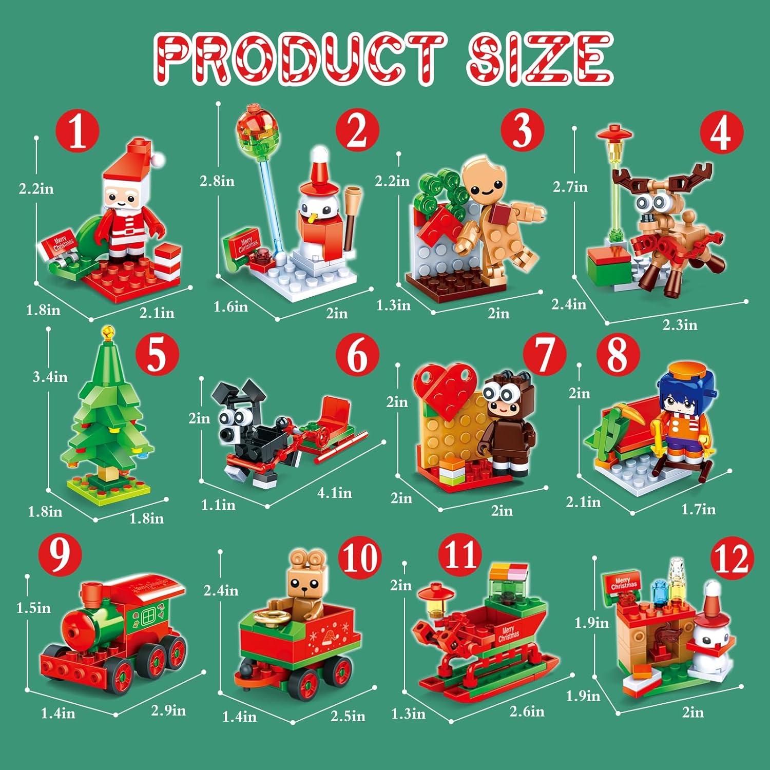 ZYLEGEN Juego de bloques de construcción de regalos de fiesta de Navidad, juguetes de Navidad, mini ladrillos lindos, calendario de Adviento de