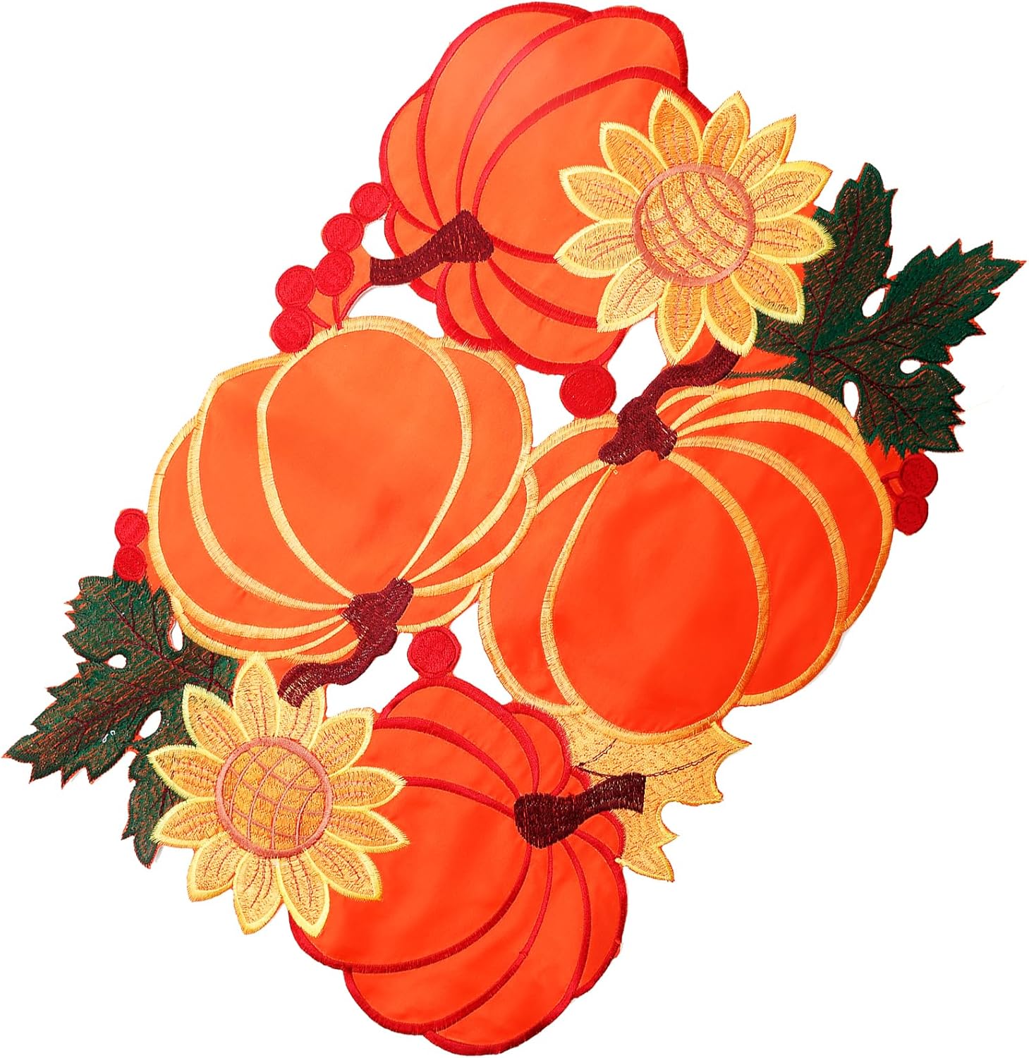 Manteles individuales de Acción de Gracias para mesa de comedor de 17 pulgadas, diseño bordado de calabaza naranja, manteles individuales de Acción