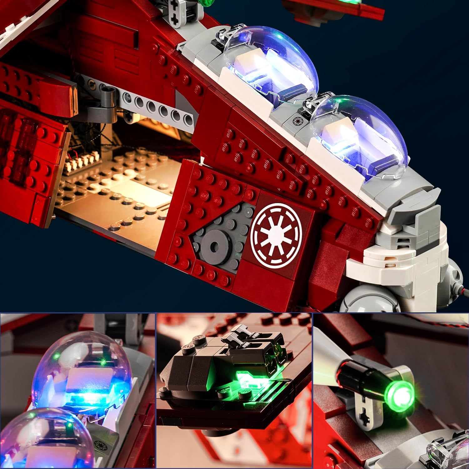 BrickBling Kit de luces para Lego The Clone Wars Coruscant Guard Gunship (sin modelo), luces creativas compatibles con Lego 75354-versión de control