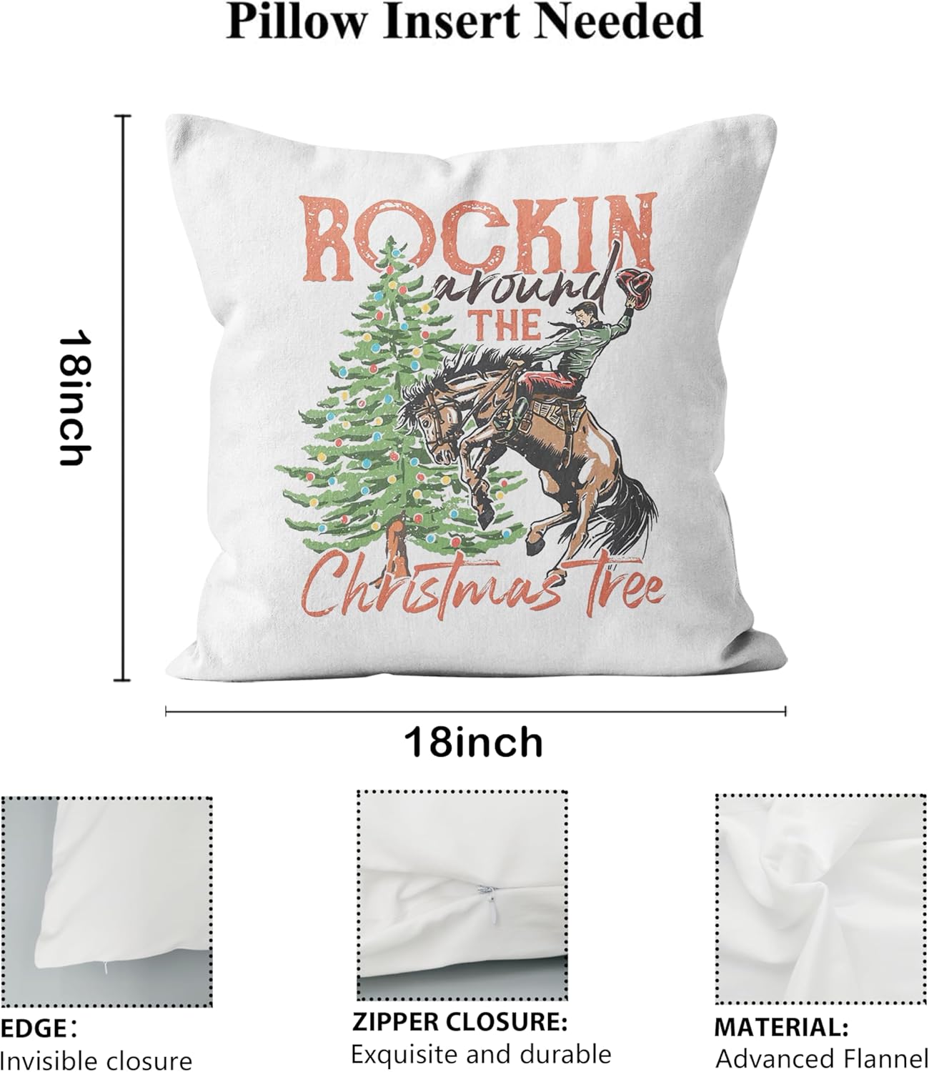 Decoración de Navidad occidental, fundas de almohada de Navidad de 18 x 18 pulgadas, decoración de Navidad occidental, fundas de almohada