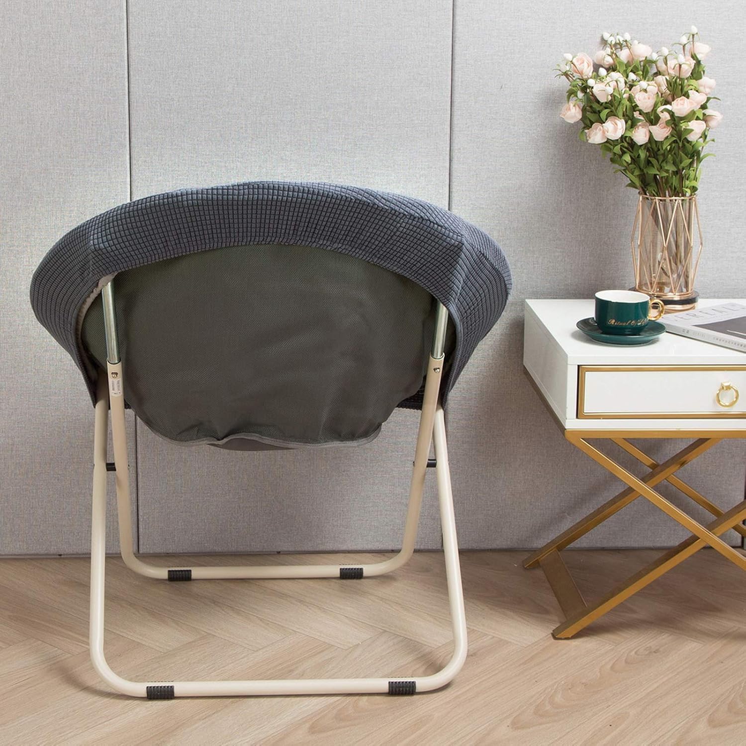 SearchI Funda elástica para silla redonda con platillo solamente, fundas de repuesto de jacquard para silla de luna, protector de asiento extraíble