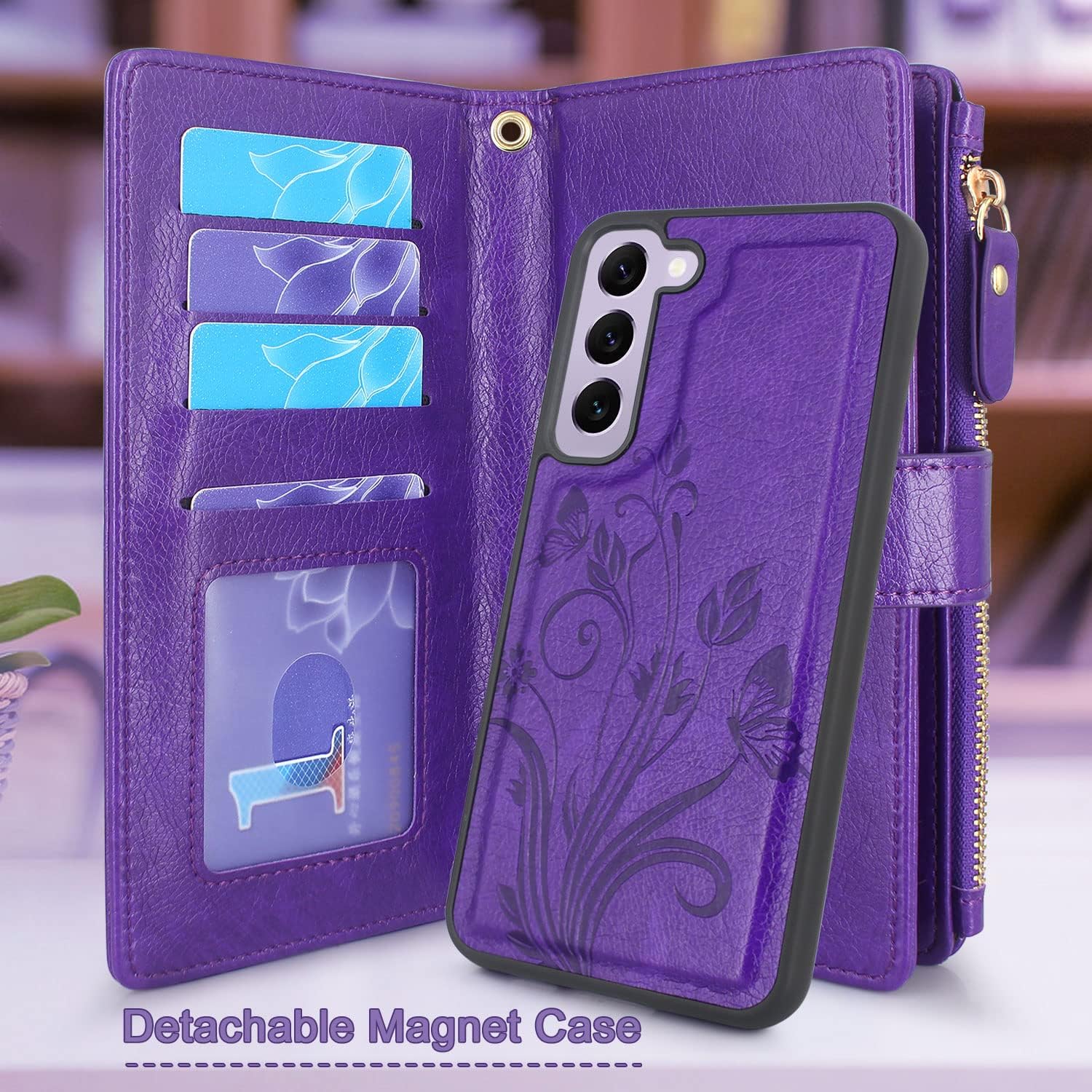 Lacass Funda compatible con Samsung Galaxy S23 5G 2023 12 ranuras para tarjetas Soporte para dinero en efectivo para tarjetas de identificación,