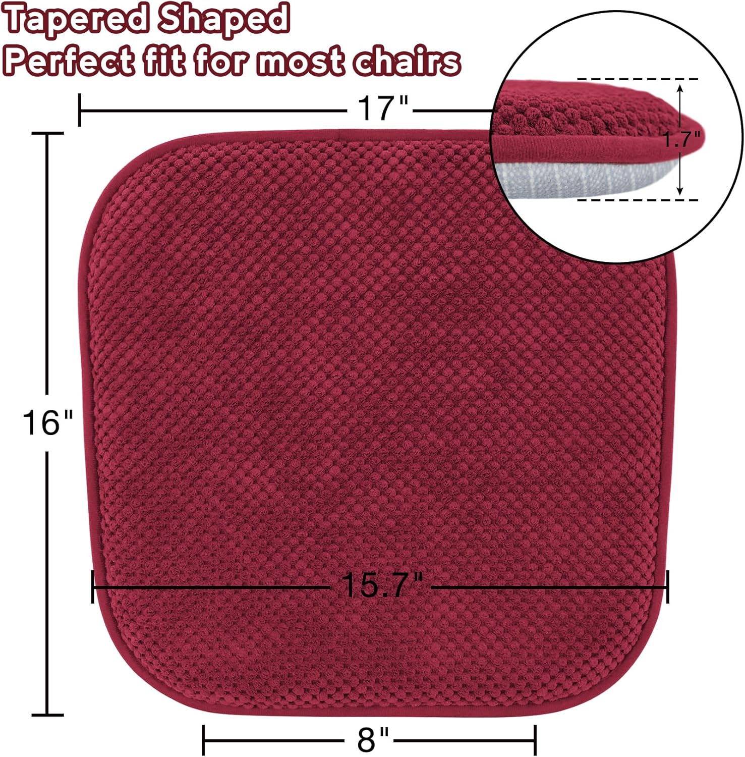 Cojines rojos para sillas de cocina, cojines de espuma antideslizante para asiento de oficina, cojines gruesos y suaves, cojines grandes de metal de