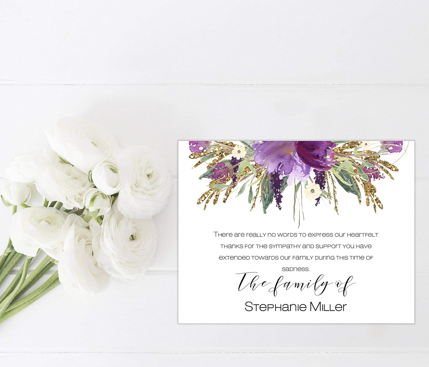 Sympathy Acknowledgement Cards, Funeral Thank You and Bereavement Notes Personalized