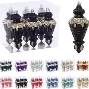 RoseCraft Juego de adornos de Navidad, bolas de Navidad inastillables de plástico de 5.75 pulgadas, adornos colgantes para decoración de árbol de RoseCraft Juego de adornos de Navidad, bolas de Navidad inastillables de plástico de 5.75 pulgadas, adornos colgantes para decoración de árbol de