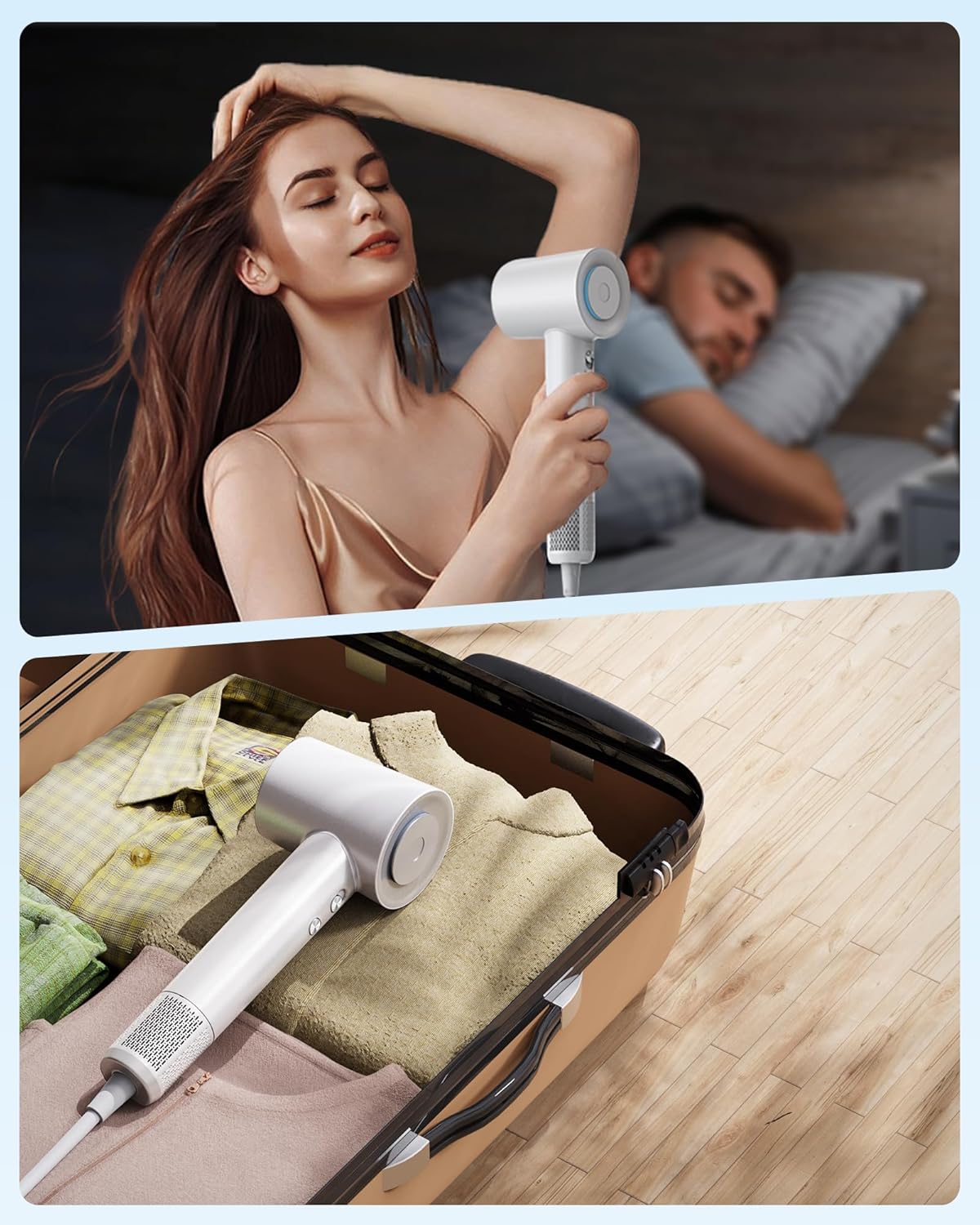 zhiyangfei – Secador de pelo, secador de iones negativos para mujeres y hombres, motor sin escobillas de 110, 000 RPM, 3 ajustes de calor, boquilla