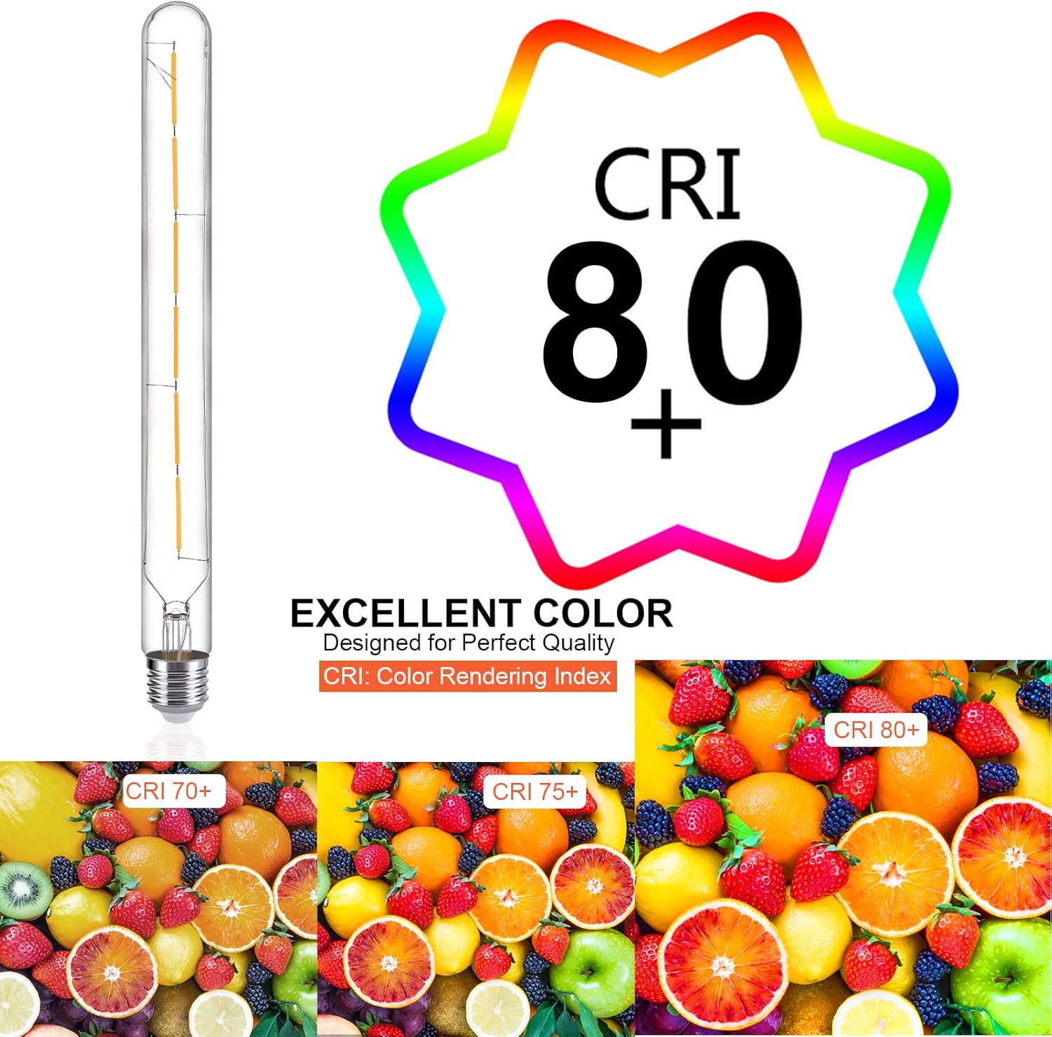Bombillas LED regulables T30 antiguas, bombilla tubular Edison blanca cálida, bombilla de tubo largo, estilo E26, bombilla de filamento LED vintage,