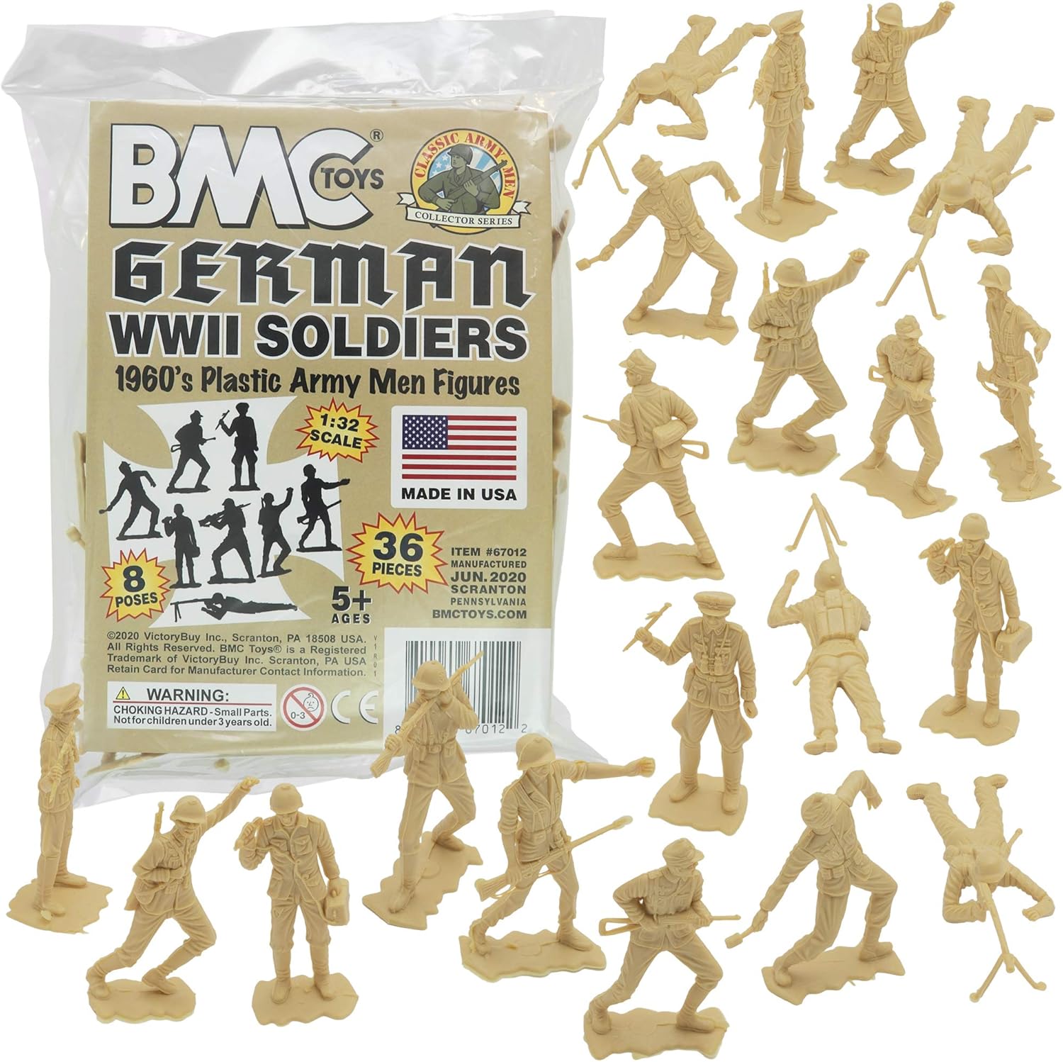 BMC Classic MPC – Figuras de soldado alemán de plástico alemán para hombre, color bronceado, 36 piezas, fabricado en EE. UU