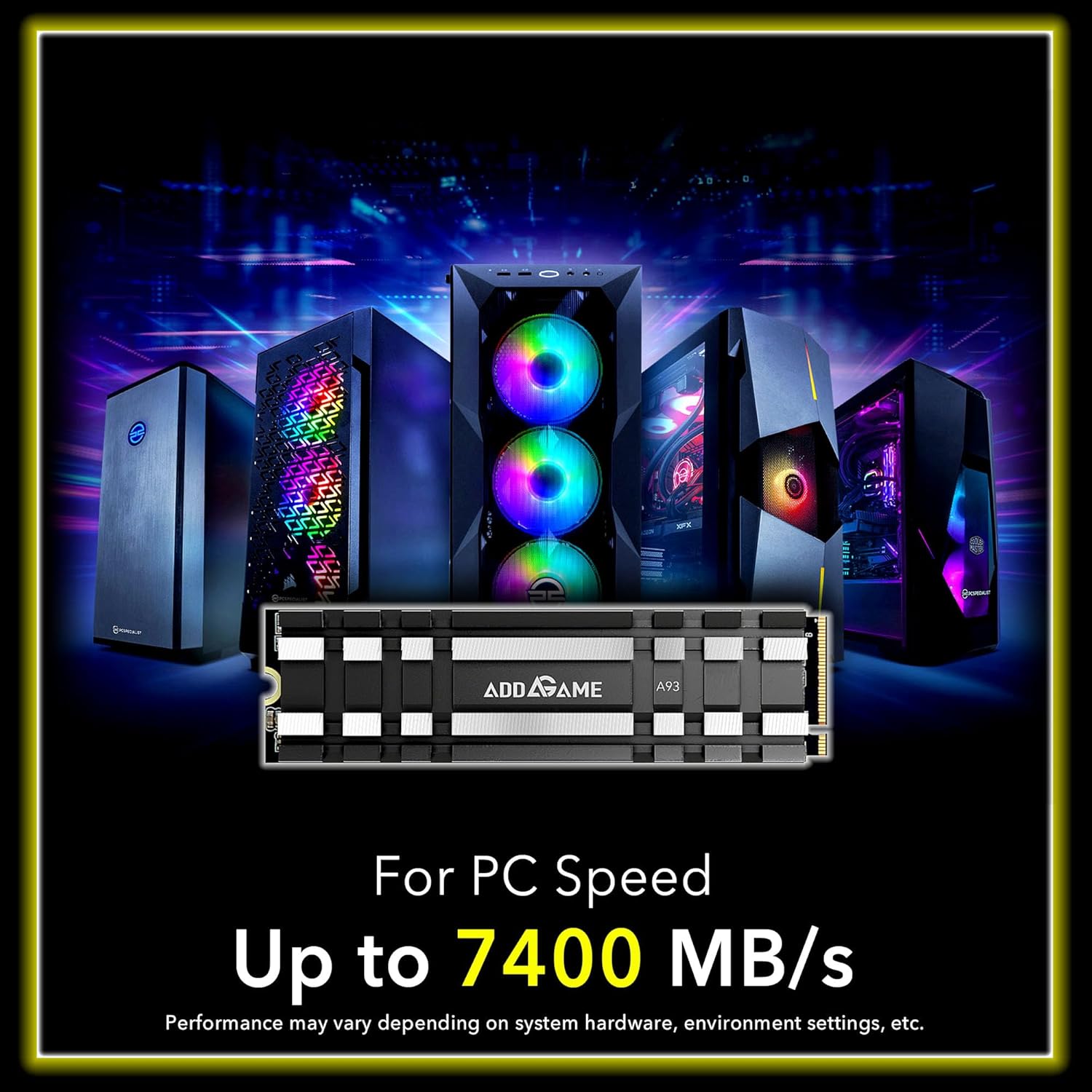 Addlink Expansión de SSD M.2 A93 de 4TB para PS5 con disipador de calor, hasta 7400 MBs, caché 2280 PCIe NVMe Gen4X4 SLC (ad4TBA93M2P) Fabricado en