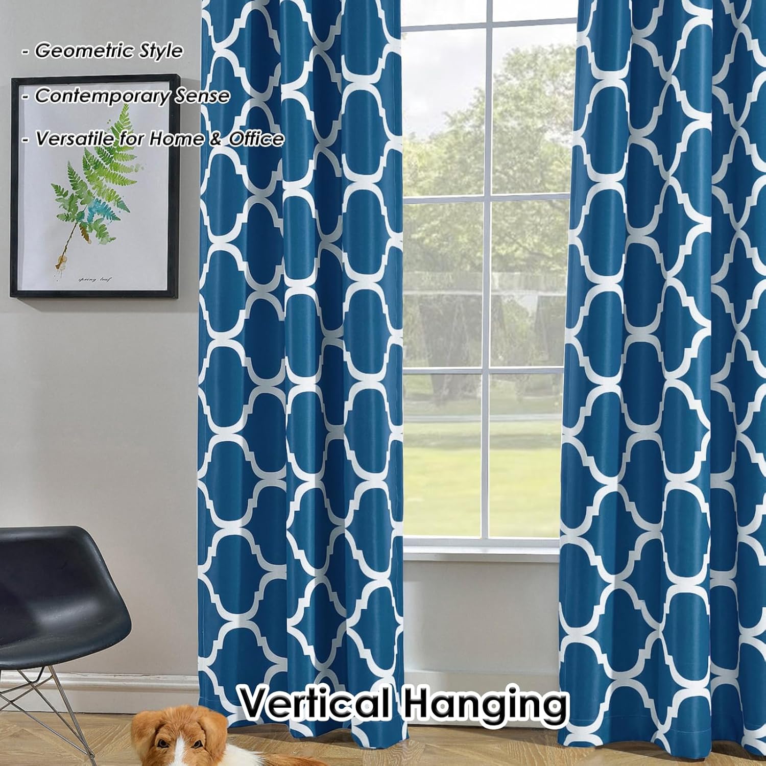 Melodieux Cortina opaca con ojales para oscurecer la habitación, estilo marroquí, para sala de estardormitorio, 42 x 84 pulgadas, color azul rey (1
