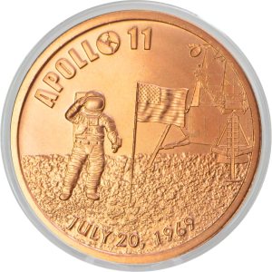 Apollo 11 Moneda de lingotes redondos de cobre puro .999 de 1 oz en cápsula – COA por Heavenly Metals Apollo 11 Moneda de lingotes redondos de cobre puro .999 de 1 oz en cápsula – COA por Heavenly Metals