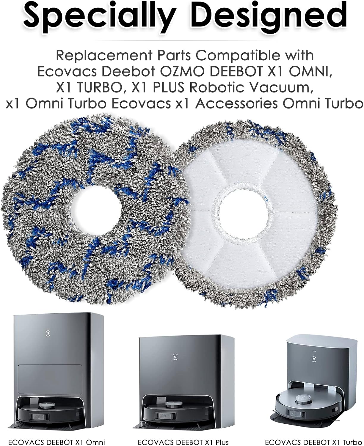 (10 almohadillas lavables y reutilizables para ECOVACS DEEBOT X1 Omni X1 PRO Omni X1 Turbo X1 PlusT10 Omni T10 Turbo, toallitas resistentes para