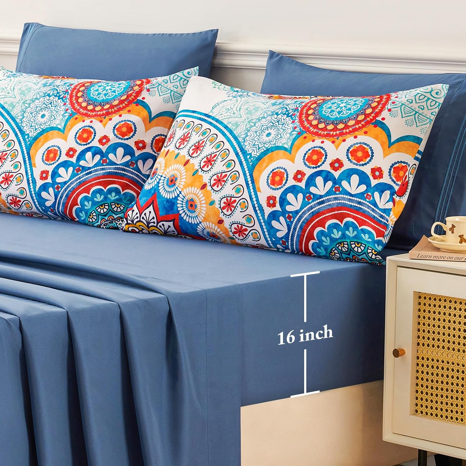 YIYEA Juego de edredón tamaño King  Estampado floral  7 piezas de cama en una bolsa  Juegos de ropa de cama para todas las estaciones con edredón,