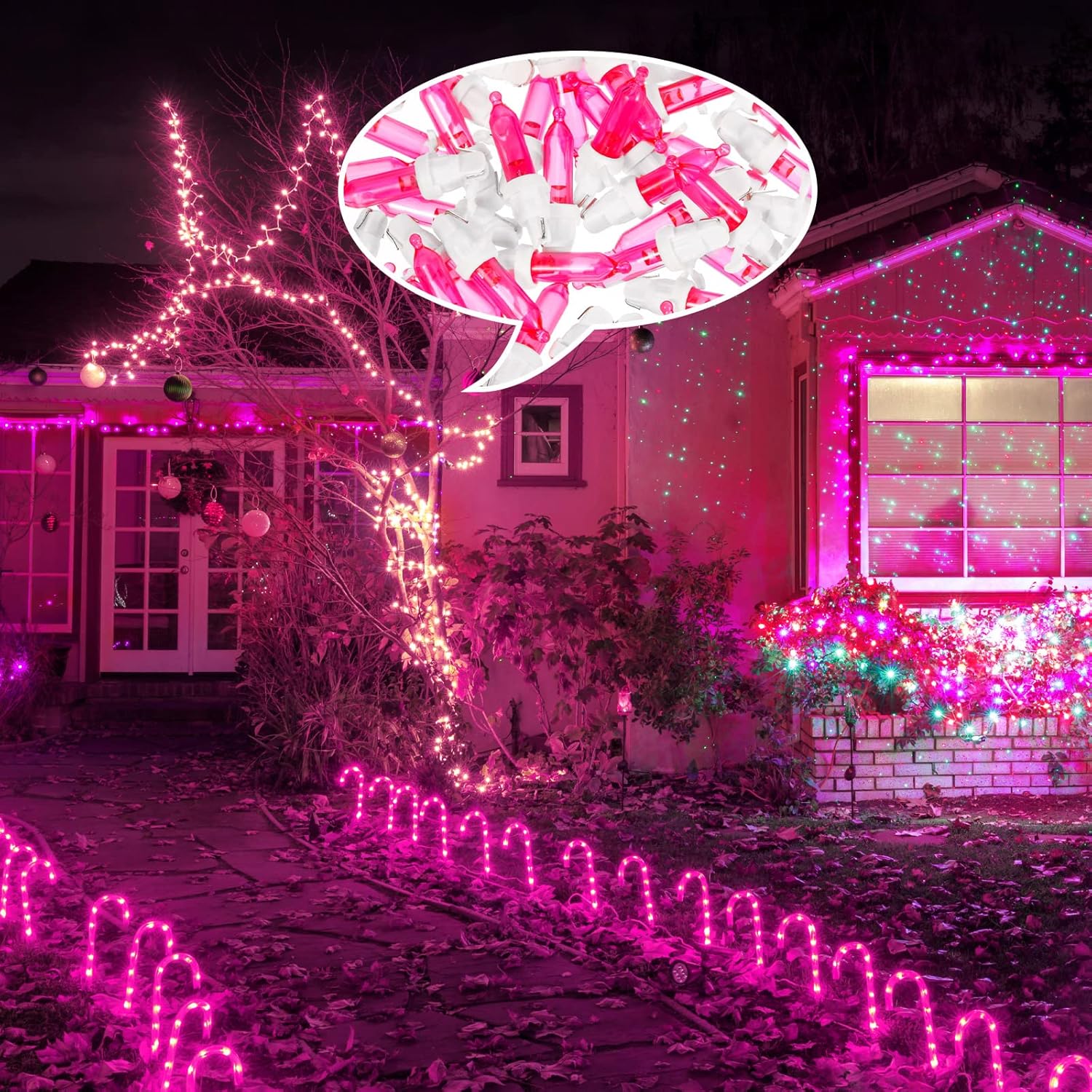 60 bombillas LED de repuesto para Navidad, mini bombilla LED de gran angular para árbol de Navidad, bombilla de repuesto para decoración de fiesta