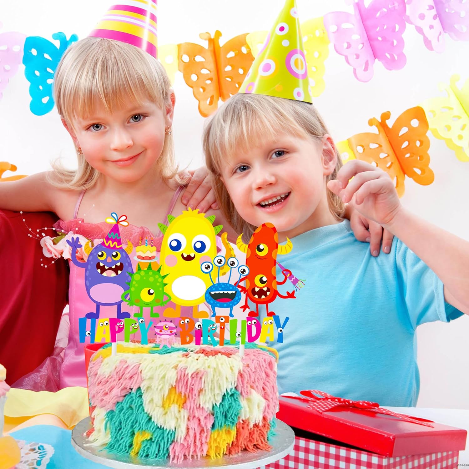Decoración de pastel de cumpleaños de monstruo, suministros de fiesta de cumpleaños, decoración de pastel de monstruo pequeño para niños, temática