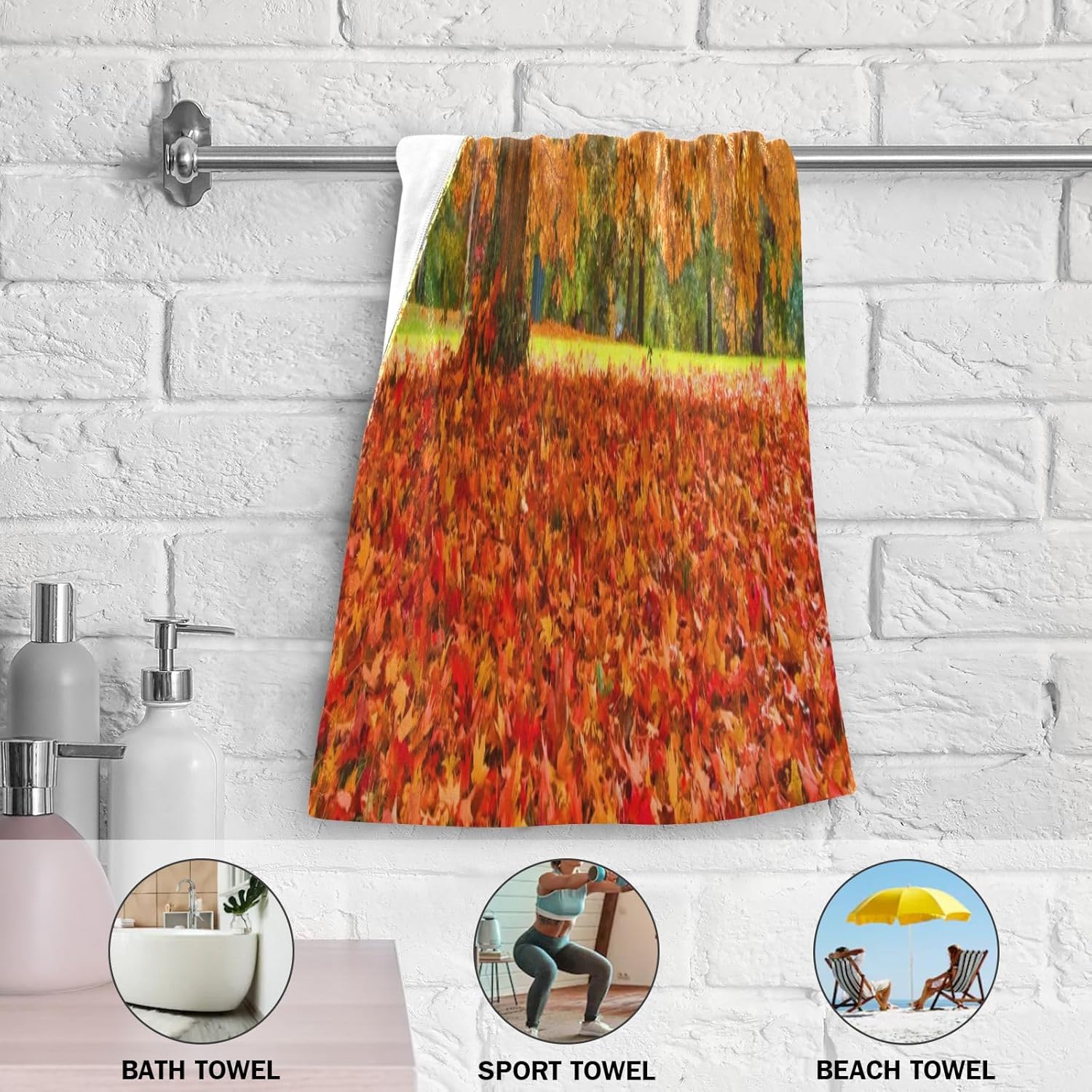 ALAZA Juego de 2 toallas de baño de mano de otoño con hojas de otoño, árboles y árboles, toallas de baño de algodón, suaves y absorbentes, toallas