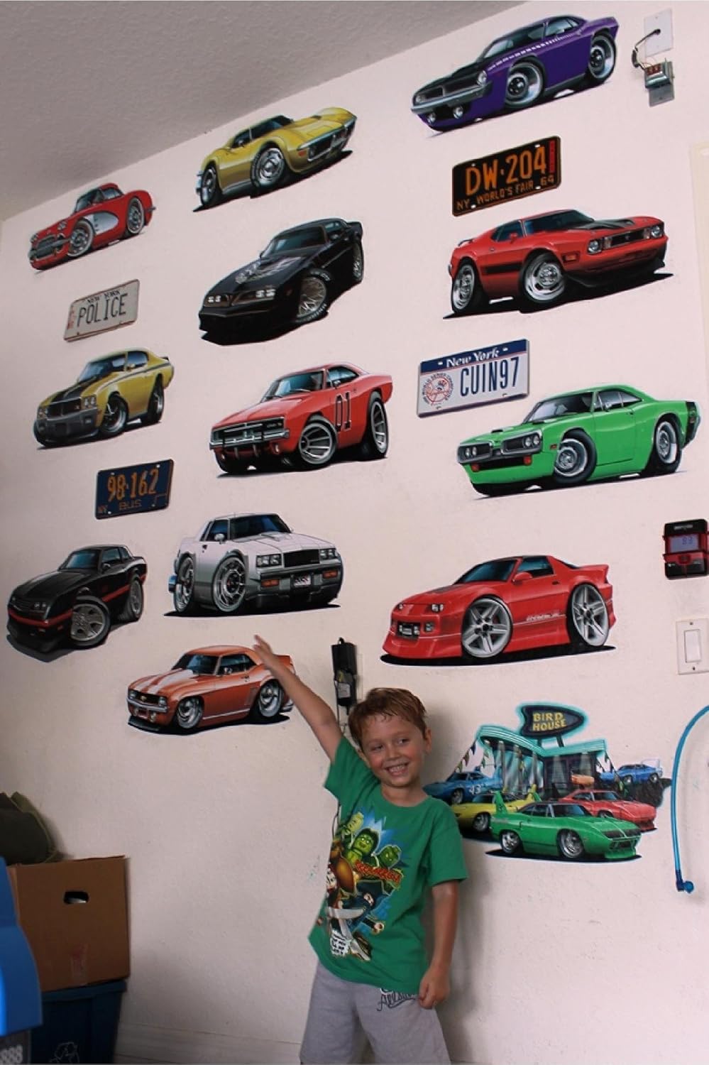 Calcomanía de pared con logotipo de Chevy Bowtie extra grande de 4 pies de largo, letrero de dibujos animados 3D para automóvil, calcomanías