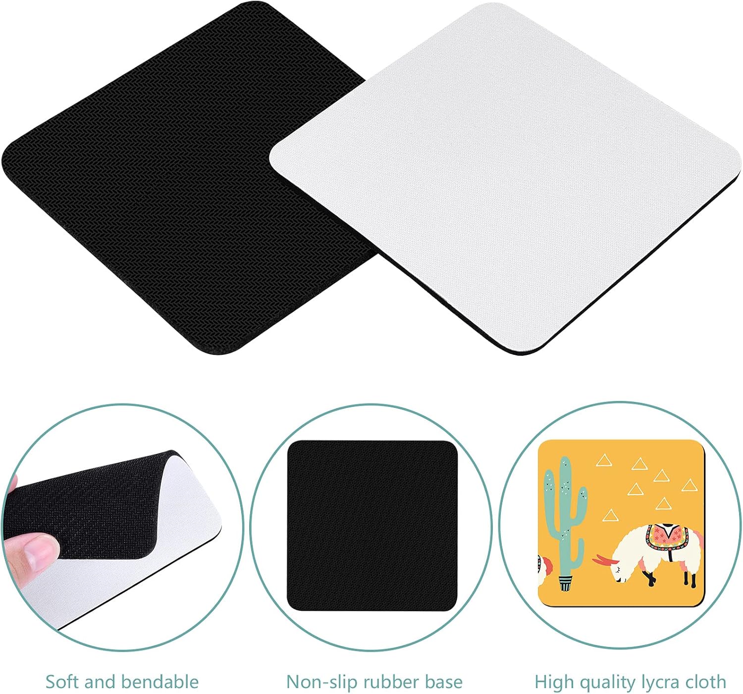 Portavasos en blanco para sublimación, 50 unidades, almohadillas de goma cuadradas blancas para manualidades, sublimación, transferencia de calor,