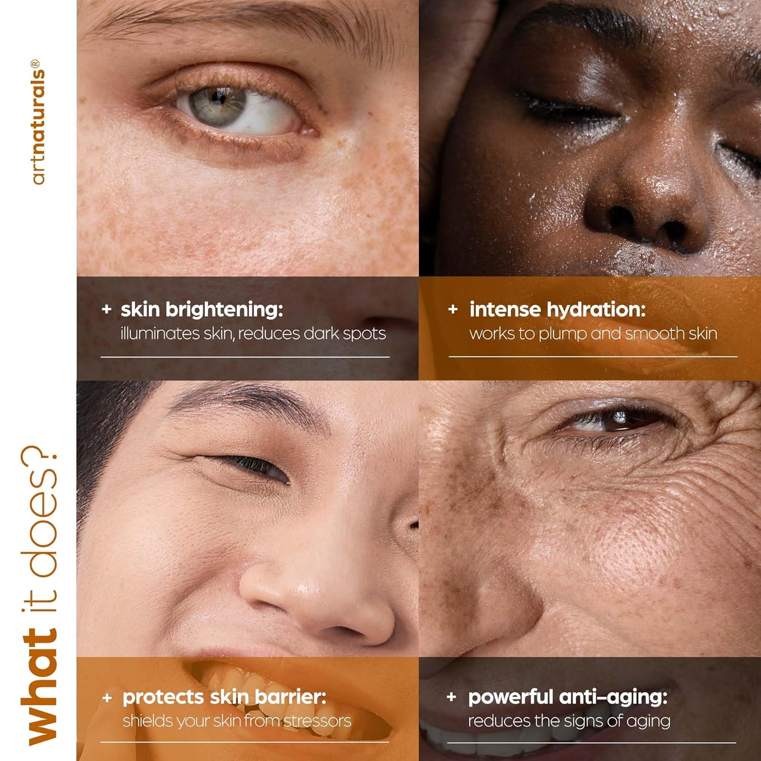 ArtNaturals Suero de vitamina C antienvejecimiento (4 onzas líquidas) con ácido hialurónico y vitamina E – Repara las arrugas ojeras, desvanece las