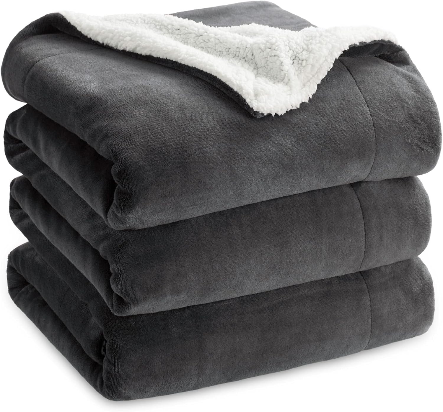 Bedsure Mantas de tamaño Queen de vellón sherpa para la cama, manta gruesa y cálida para el invierno, suave y mullida, para el otoño, color carbón,