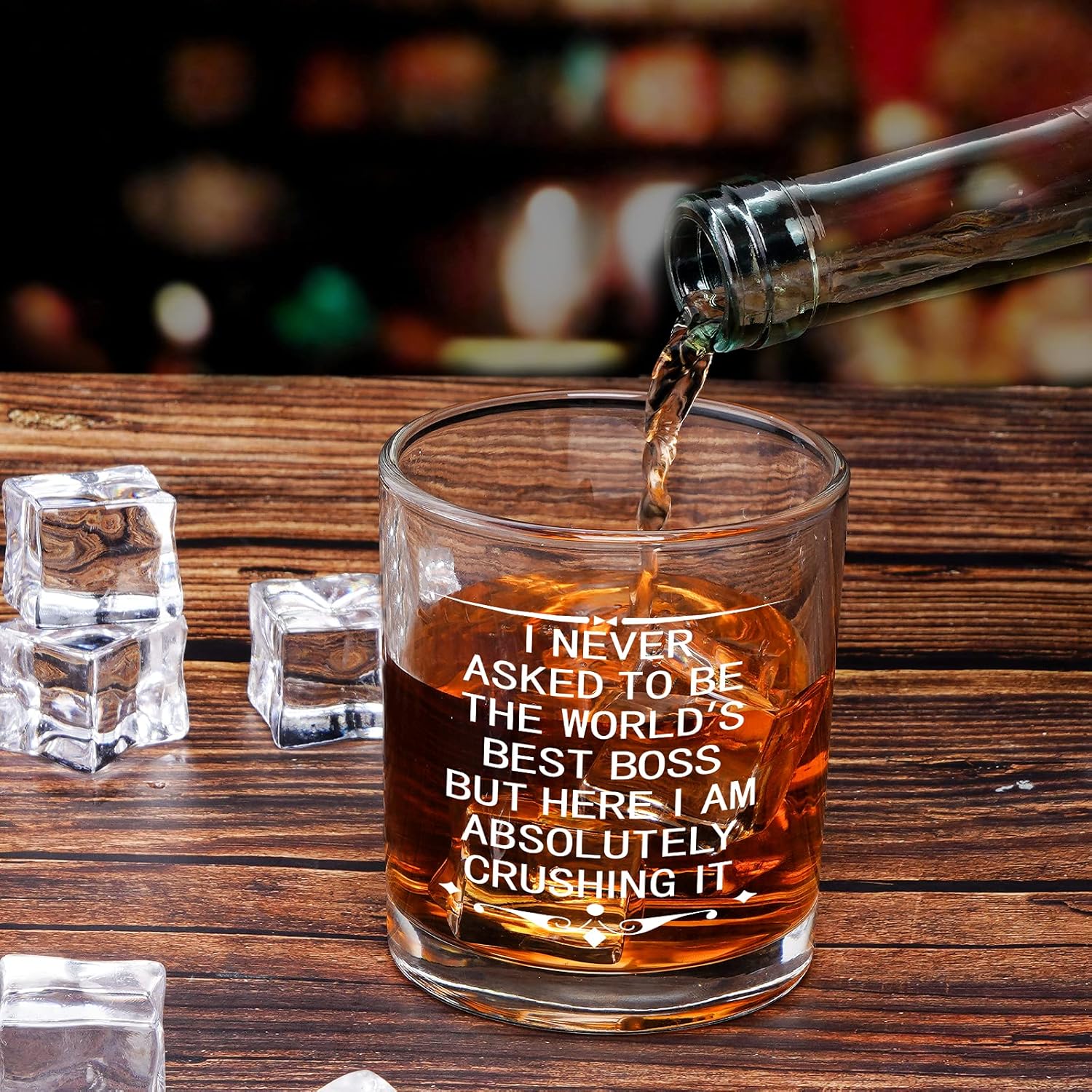 Modwnfy Funny Boss – Vaso de whisky para el día del jefe, vaso antiguo de 10 onzas, el mejor whisky del mundo en el día del jefe, Navidad,