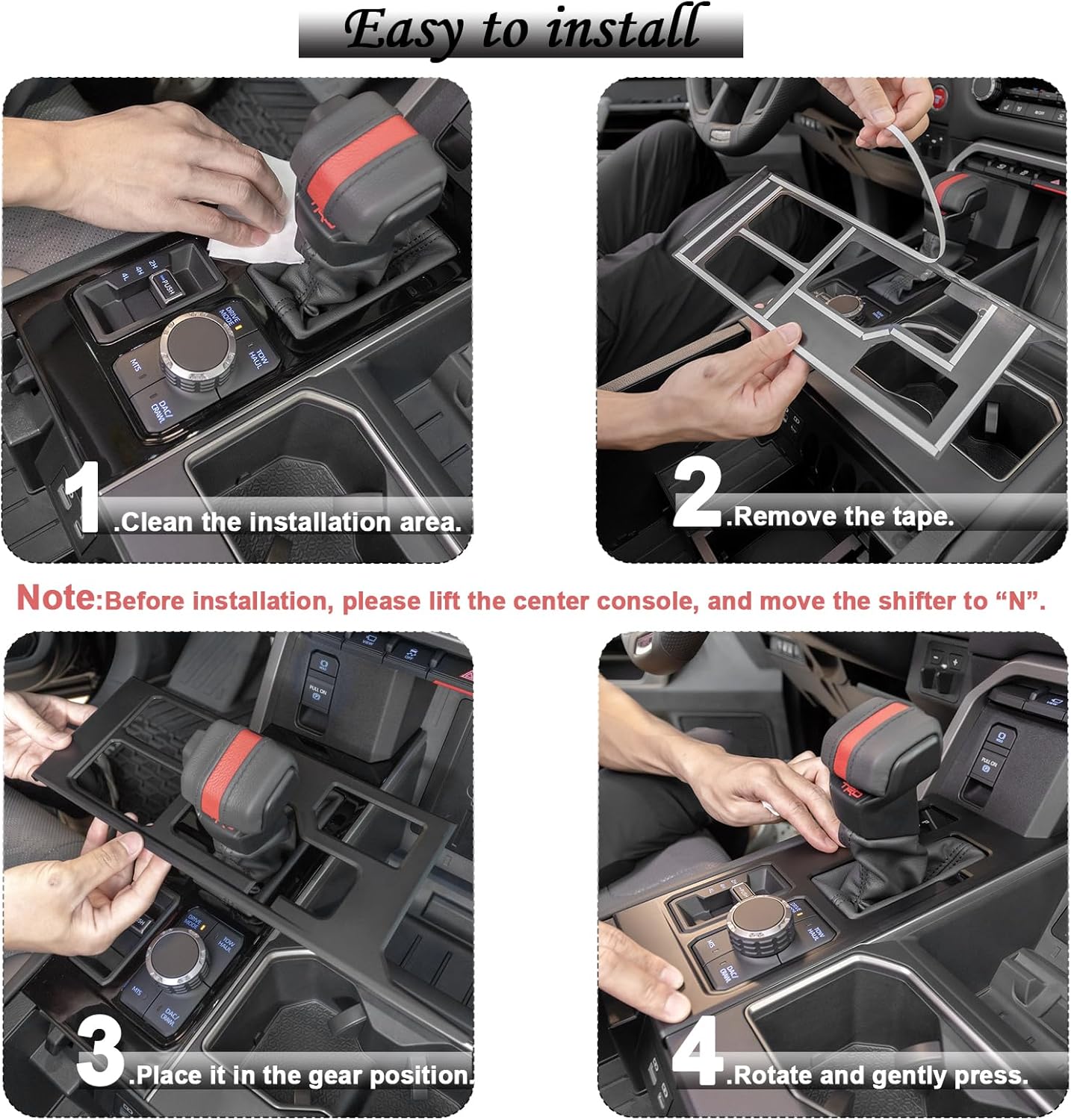JDMCAR Cubierta de panel de palanca de cambios de control central compatible con accesorios Toyota TundraSequoia 2022 2023 2024, control de palanca