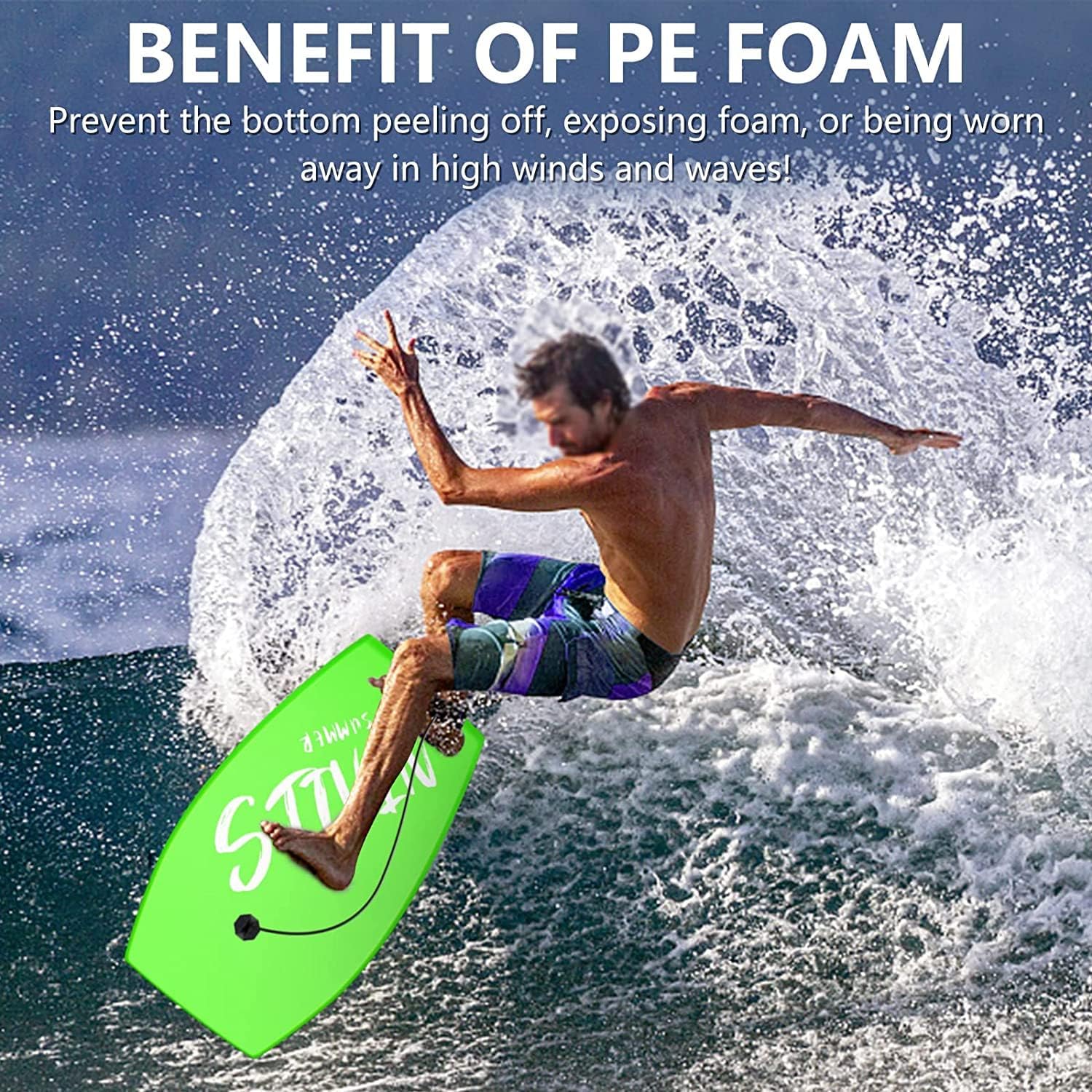 Woddtery – Paquete de 2 tablas de bodyboard ligeras, 333742 pulgadas para playa con correa de muñeca, núcleo de EPS cómodo, cubierta XPE, tabla de