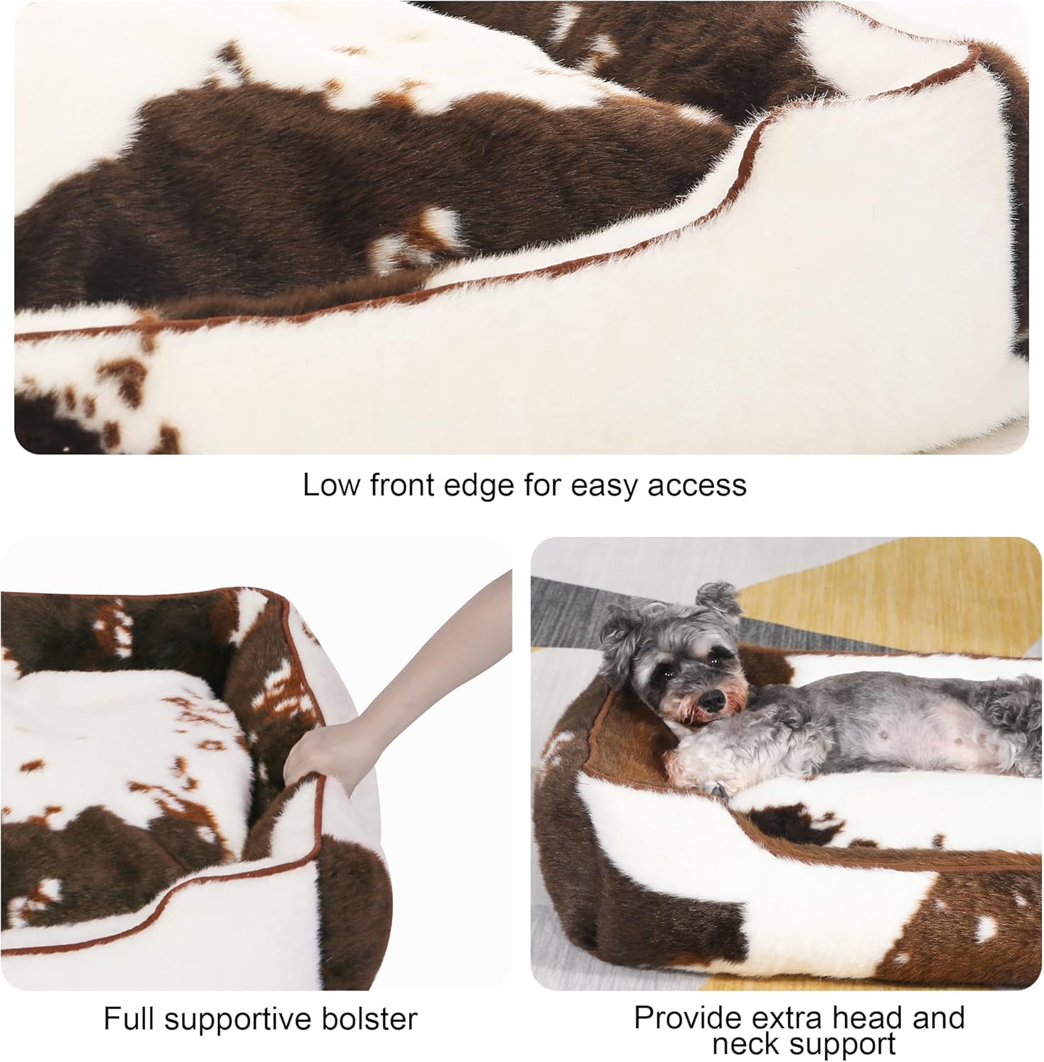 Camas para perros de piel sintética para perros grandes, cama rectangular de felpa grande para perros con funda extraíble, cama grande para perros