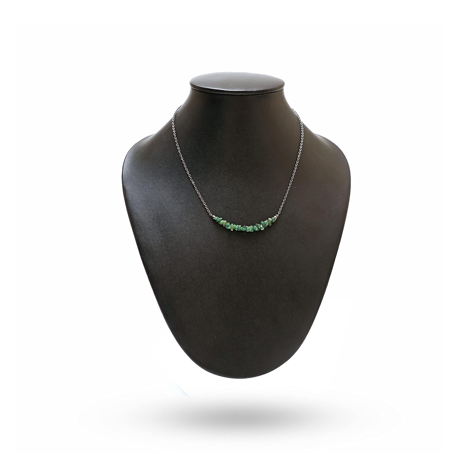 Gempires Natural Emerald Chips Bar Necklace, Energy Healing Crystals, Gift for Her, Gemstone Jewelry 18 inch (Emerald)