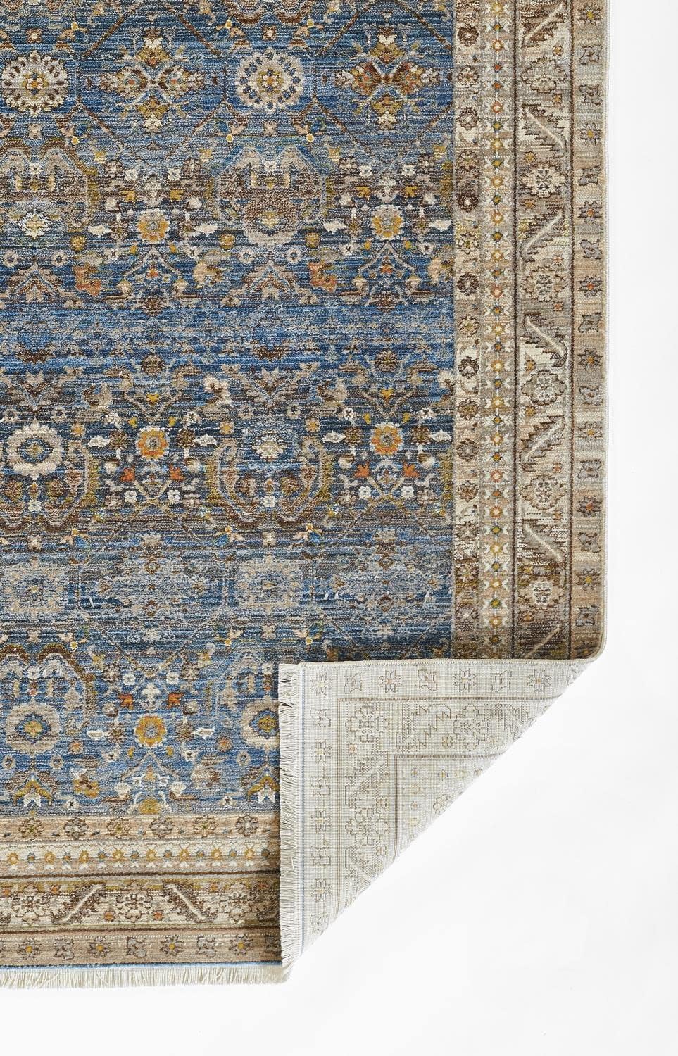 Momeni Izmir – Alfombra de poliéster con respaldo de algodón, azul, 2 pies 6 pulgadas x 8 pies