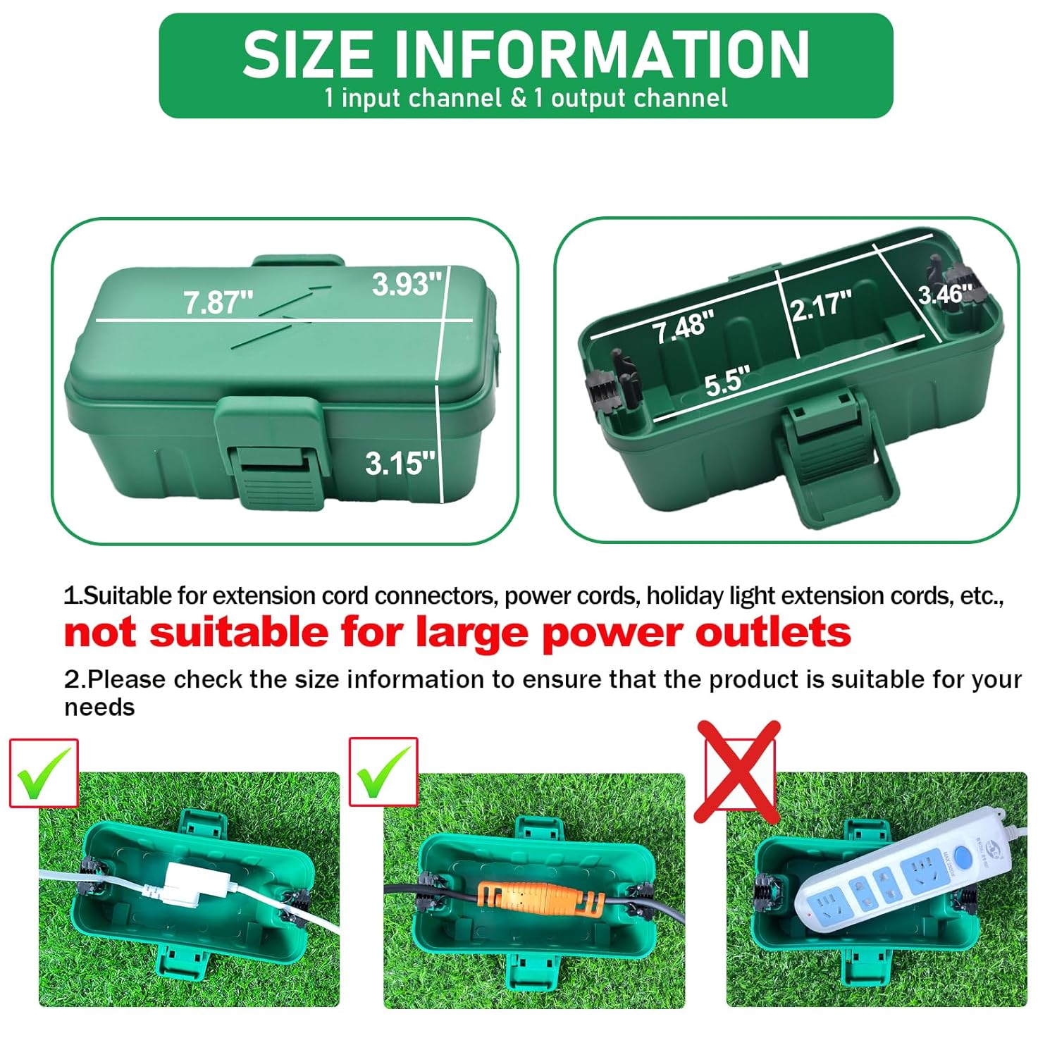 1 caja de conexión eléctrica resistente a la intemperie, caja eléctrica para exteriores, cubiertas de cable de extensión resistentes a la