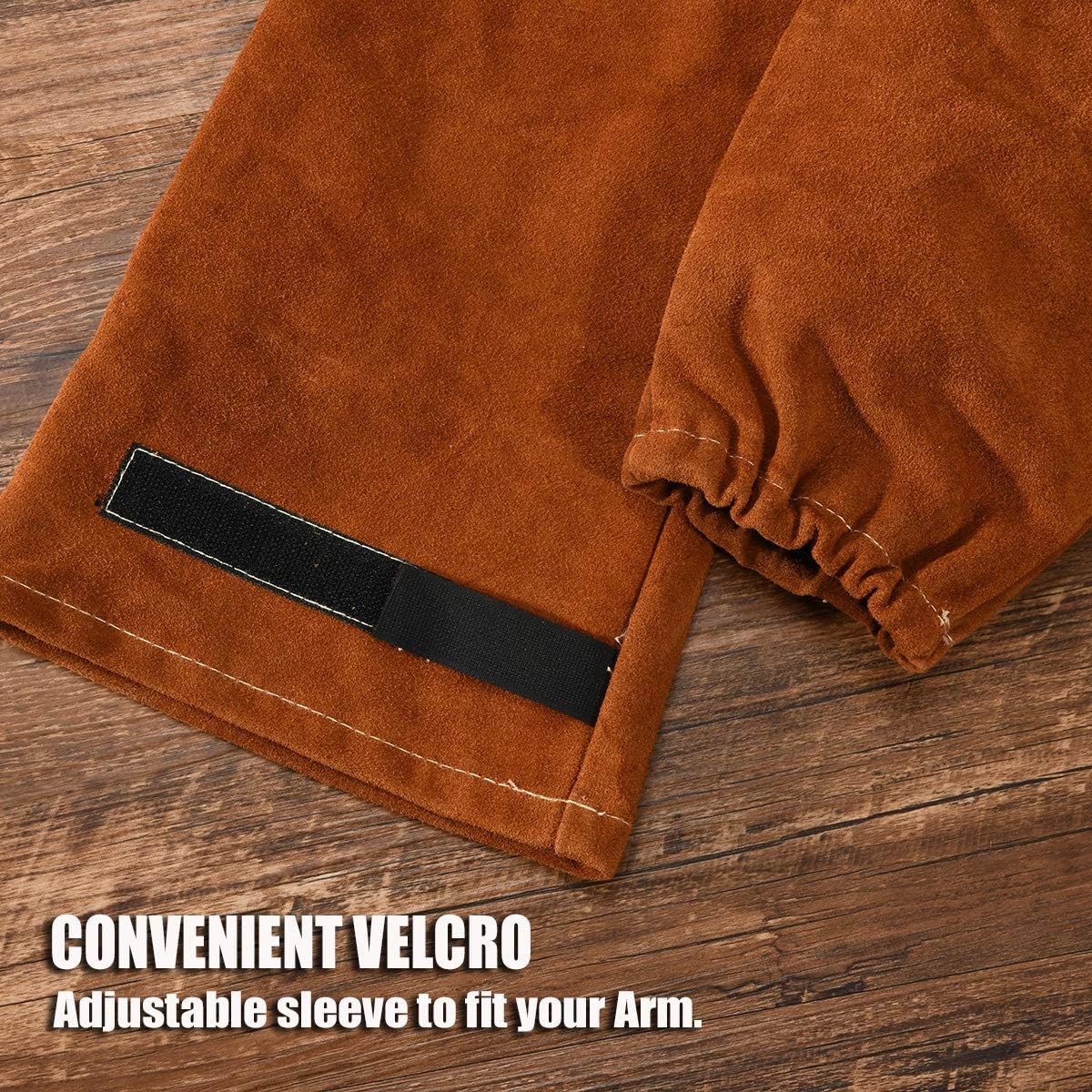 Mangas de trabajo de soldadura de cuero para hombres y mujeres, protección de brazo resistente al calor y al fuego, con costuras de Kevlar y forro
