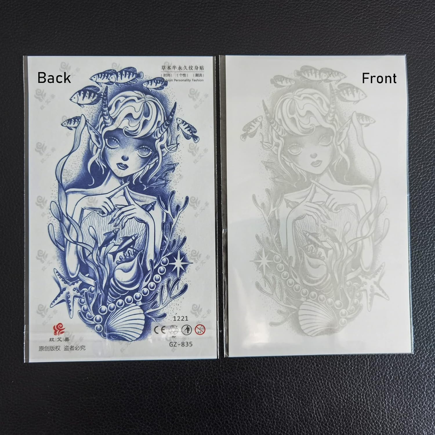 PADOUN Tatuajes temporales de alas de ángel de ballena de sirena, 12 hojas de calcomanías semipermanentes, impermeables y de larga duración para 2