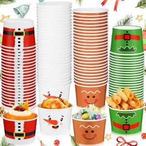 200 cuencos desechables de Navidad de 9 onzas, tazas de aperitivos de Navidad, cuencos de papel para helado, muñecos de nieve navideños, cuencos de 200 cuencos desechables de Navidad de 9 onzas, tazas de aperitivos de Navidad, cuencos de papel para helado, muñecos de nieve navideños, cuencos de