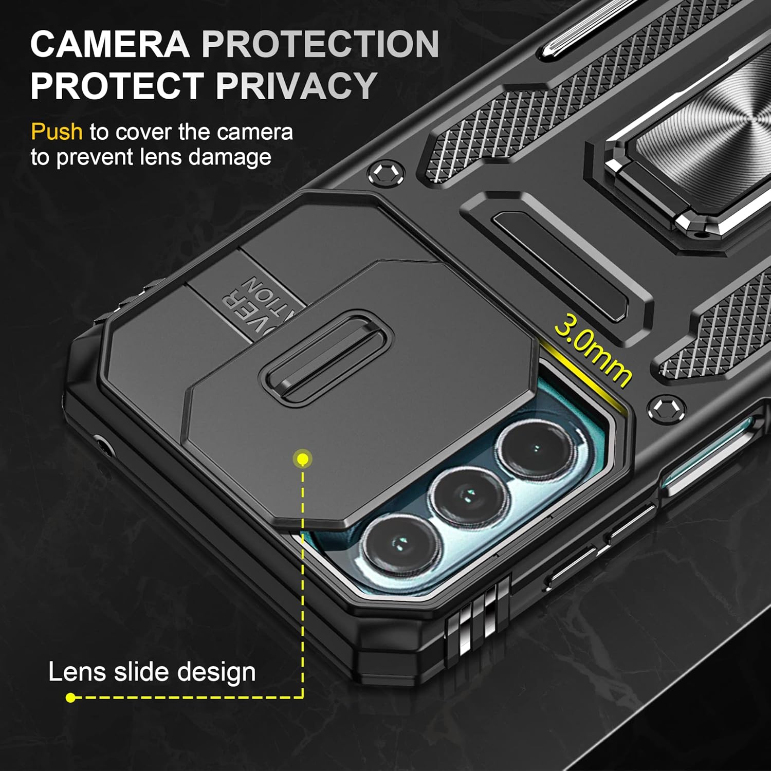 Asuwish Funda para teléfono Motorola Moto G Stylus 5G 2022 con protector de pantalla de vidrio templado y cubierta deslizante para cámara
