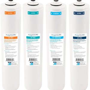 Aquasure Juego completo de cartuchos de repuesto de filtro de giro rápido de 4 etapas de la serie Premier AF-CP100  Compatible con sistema de Aquasure Juego completo de cartuchos de repuesto de filtro de giro rápido de 4 etapas de la serie Premier AF-CP100  Compatible con sistema de