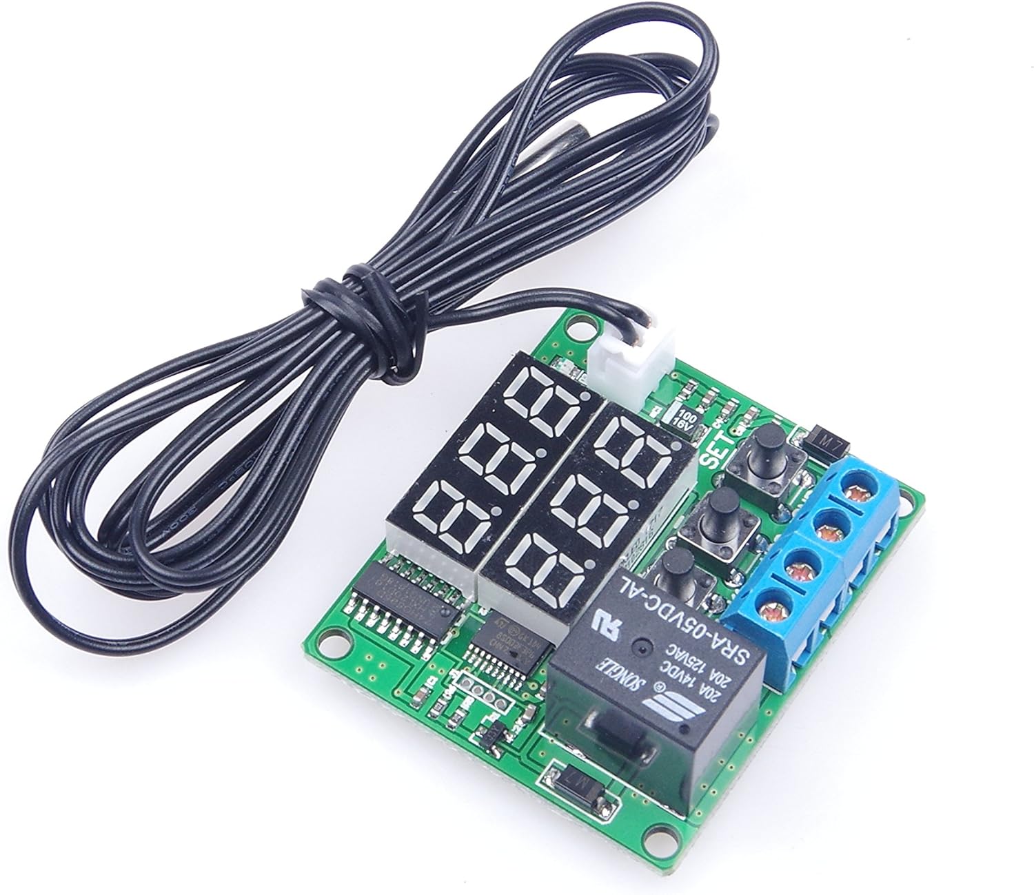 LM YN Módulo de termostato digital de 5 V CC de -58  a 257  Fahrenheit, pantalla de temperatura controlador de temperatura con relé de 20 A, sonda