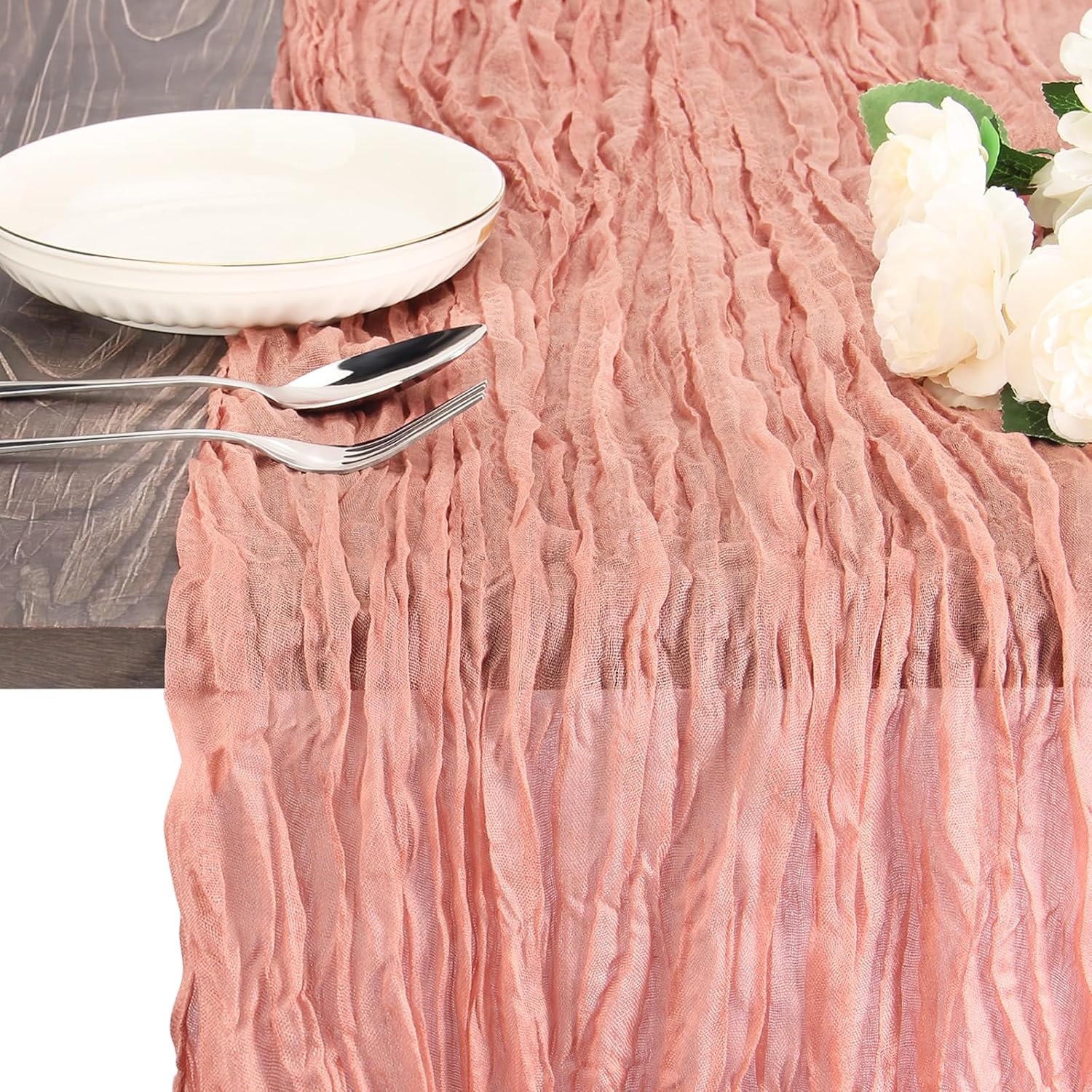 ZOUTOG – Paquete de 6 caminos de mesa de estopa, camino de mesa de 10 pies para fiesta, 35 x 120 pulgadas, rústico, transparente, bohemio,