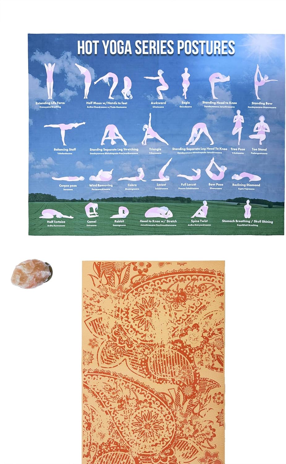 Póster grande de posturas de yoga Bikram  Tapiz para decoración de yoga caliente  Guía para principiantes para ejercicio efectivo de yoga, material