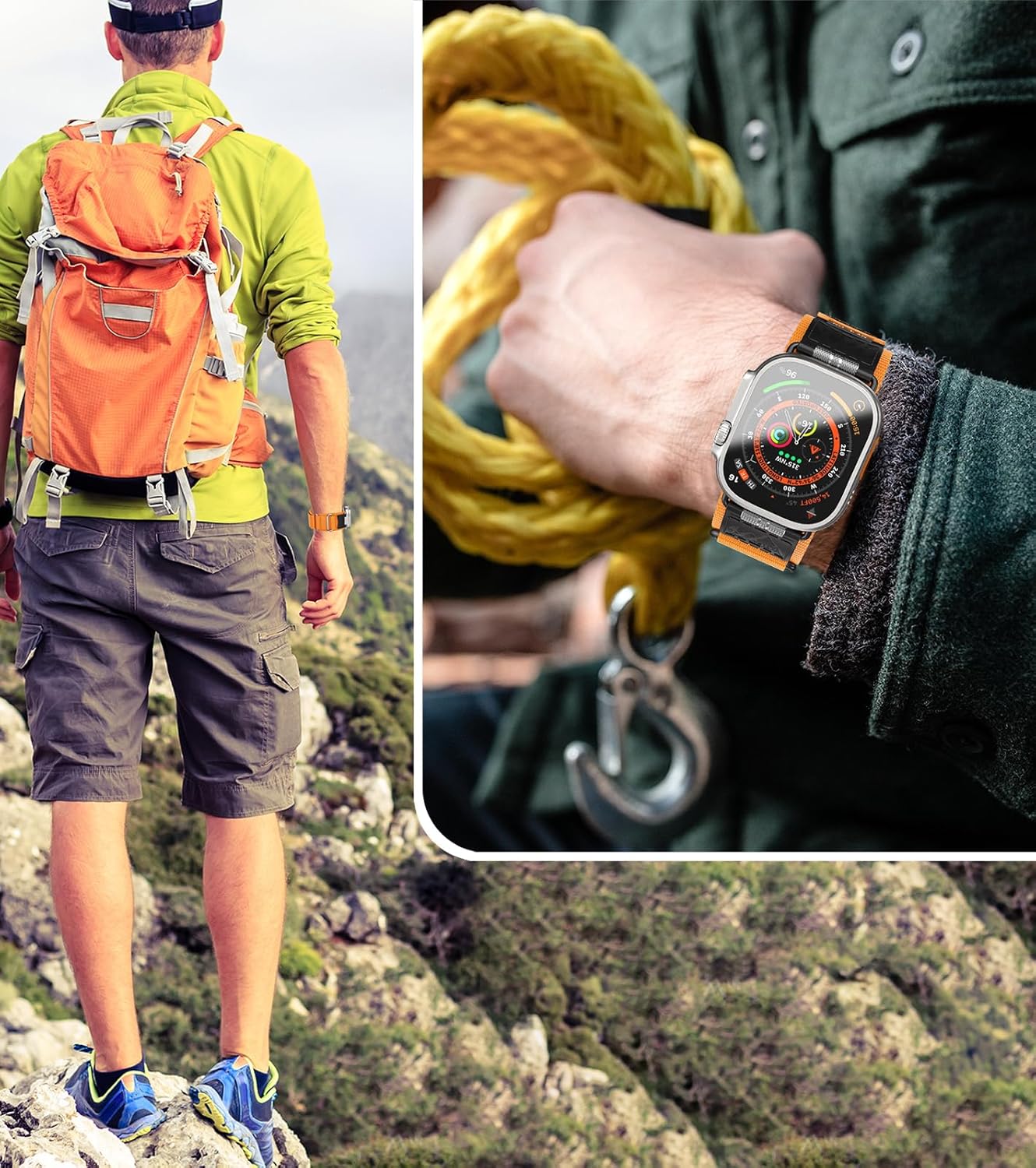 Correa deportiva de nailon compatible con Apple Watch Band de 1.61 pulgadas, 1.57 pulgadas, 1.50 pulgadas, correa militar para hombres, para iWatch