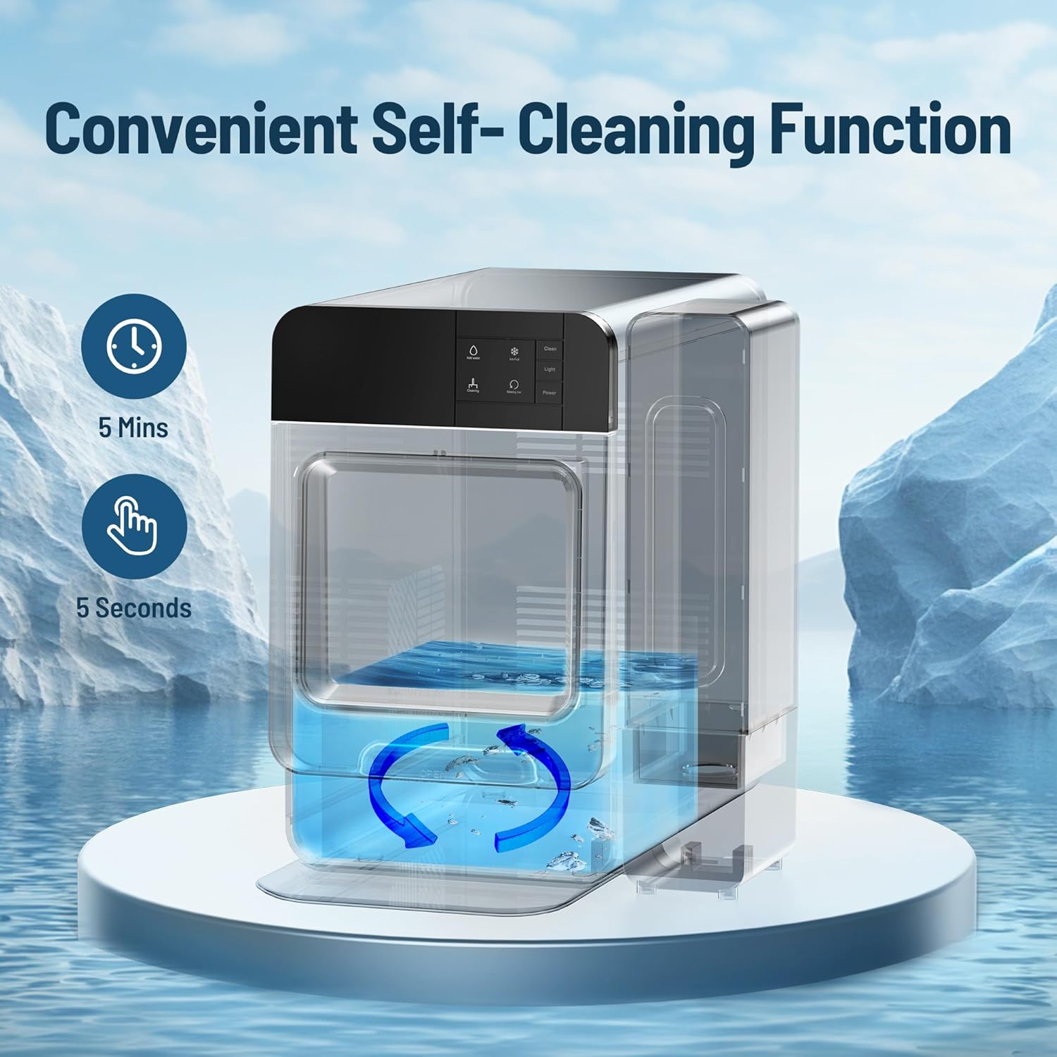 Máquina de hielo portátil de pepitas para encimera, máquina de hielo masticable de 33 librasdía con autolimpieza y recarga automática de agua,