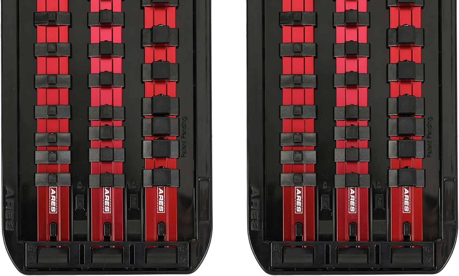ARES 60147 – Juego de 2 organizadores de enchufes SOCKET VAULT – Juego de 6 rieles rojos de 17 pulgadas con 2 bandejas organizadoras de plástico