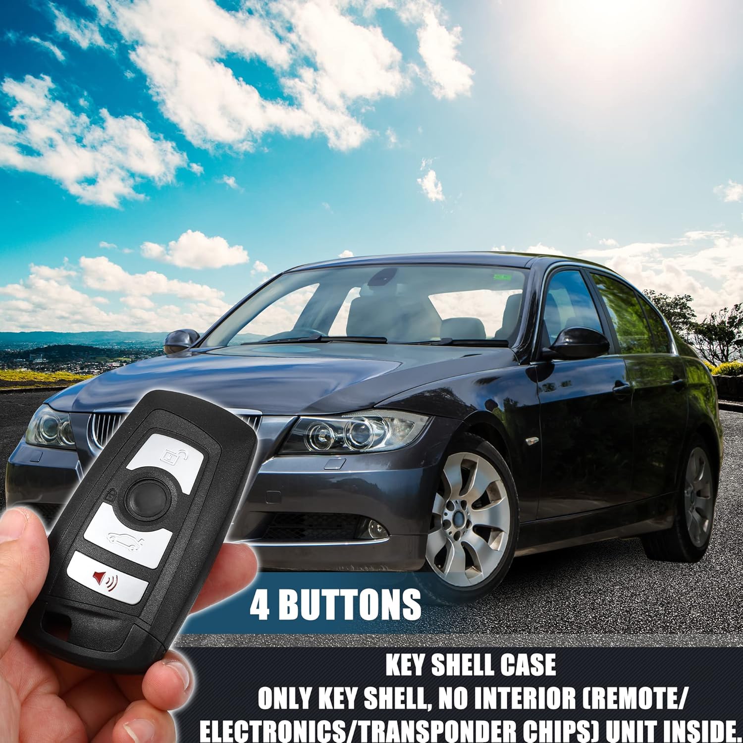 X AUTOHAUX Funda de repuesto para llavero de entrada sin llave de 4 botones para BMW 1 2 3 4 5 6 7 Series X3 M2 F Series 235ix 320 E90 E92 E93 X5
