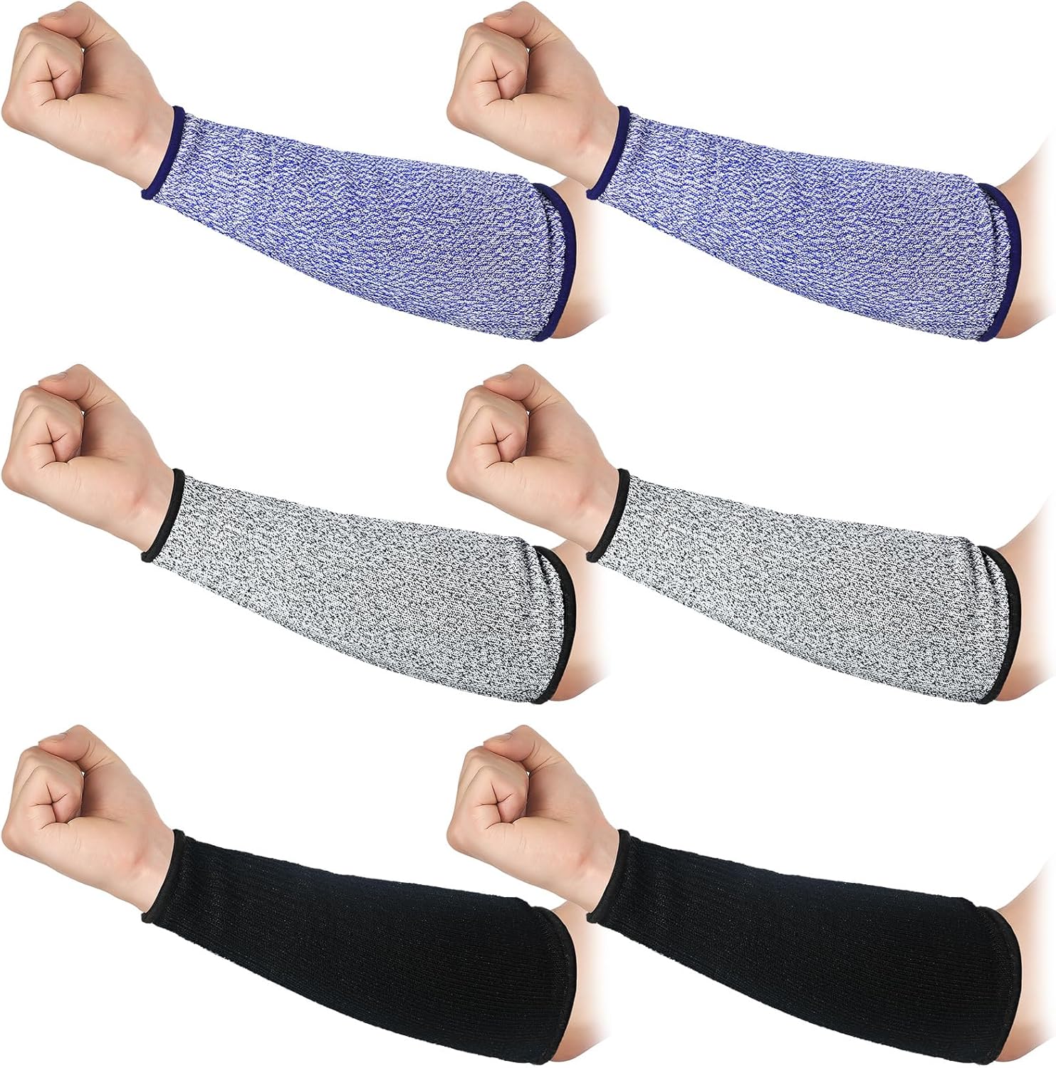 3 pares de protectores de brazo para piel fina y moretones, resistente a los cortes, manga de antebrazo, manga de protección contra quemaduras de